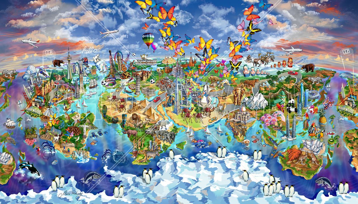 World Wonders Illustrated Map