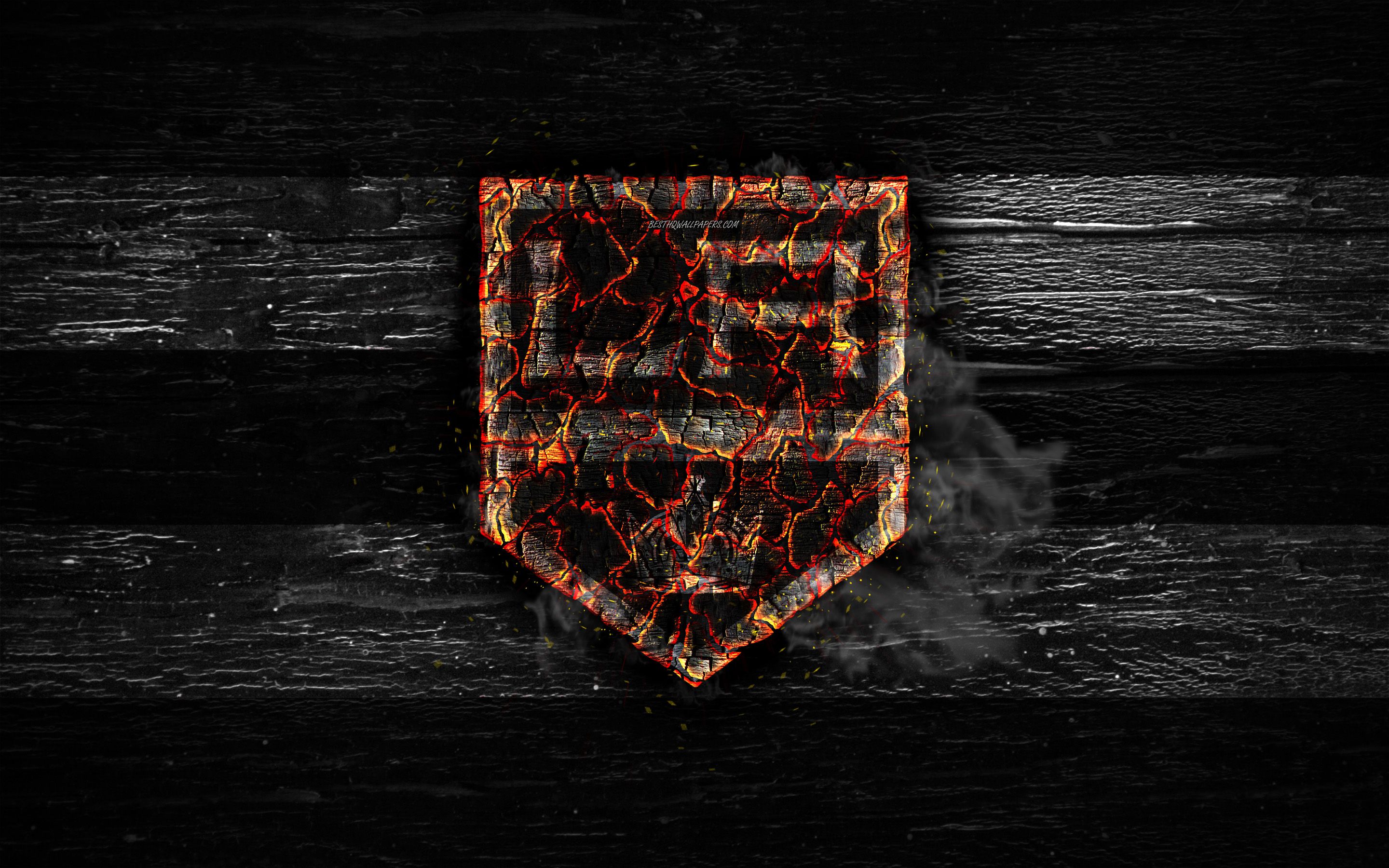 Download wallpaper Los Angeles Kings, fire logo, NHL, black