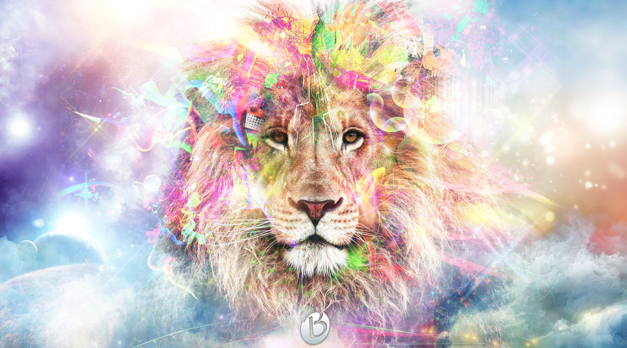 A painting of a lion with feathers and butterflies on black background  generative AI 22799235 Stock Photo at Vecteezy