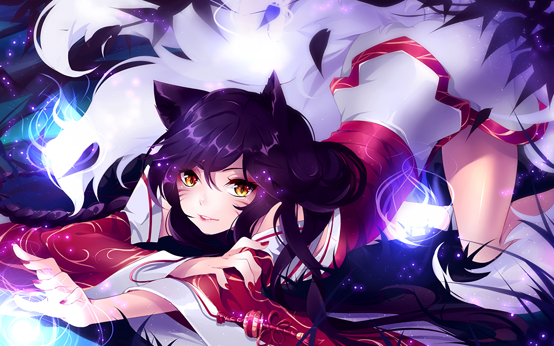 Download 1920x1200 Ahri, Fox Girl, League Of Legends, Anime Style