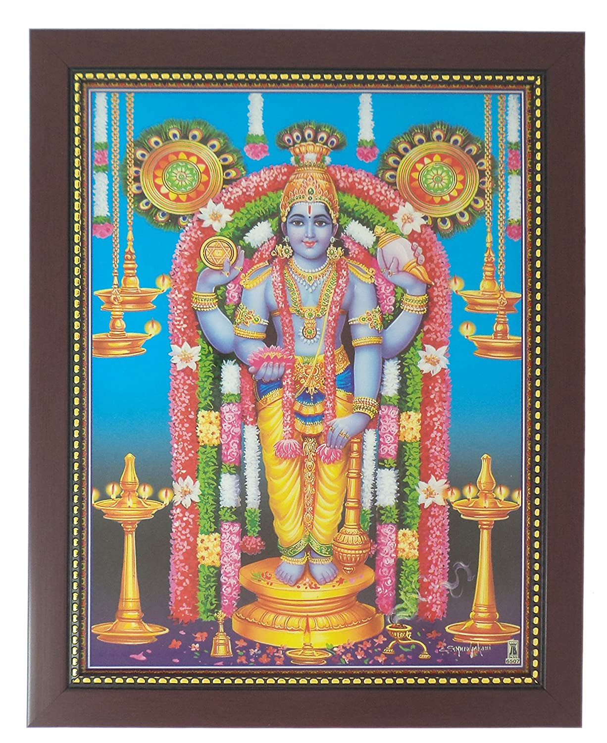 Buy RSEXPO Wooden Lord Guruvayurappan Photo Frame Wall Hangings