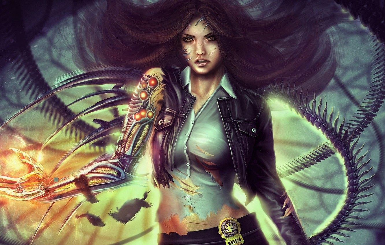 Wallpaper look, girl, fiction, hair, icon, hand, art, cyborg