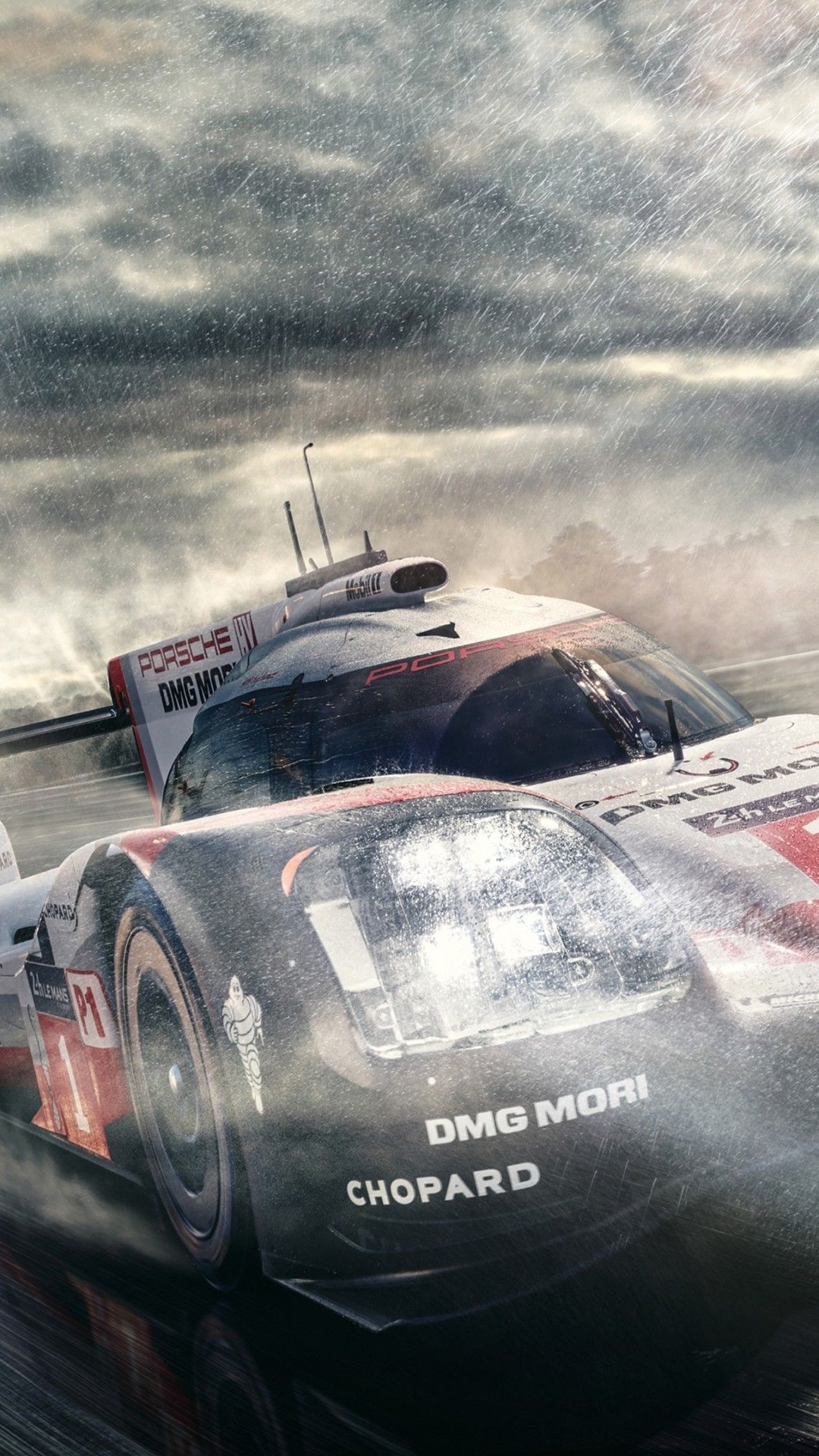 Download 1080x1920 Porsche 919 Hybird, Raining, Racing, Cars