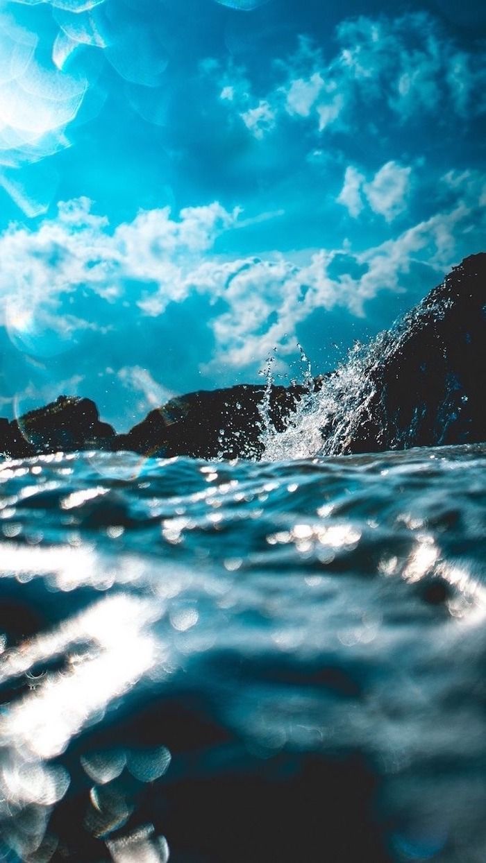 Aesthetic Iphone Wallpaper Ocean Waves Rocks Blue Sky. Cute Background, Cute Girl Wallpaper, Background Picture