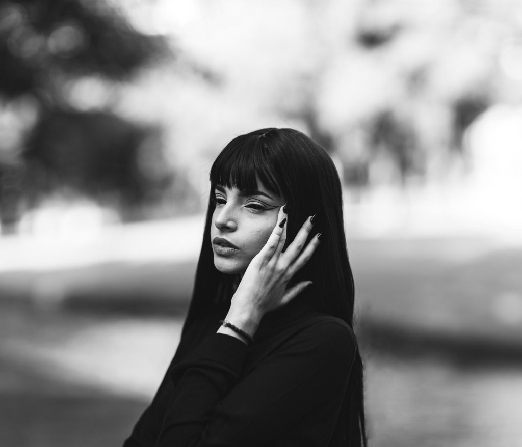 Black and White, Girl, Woman, Hair, Hand, Wallpaper Free HD Wallpaper