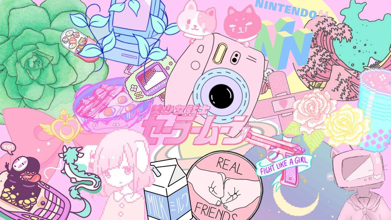 Pink Anime Aesthetic Desktop Wallpapers.