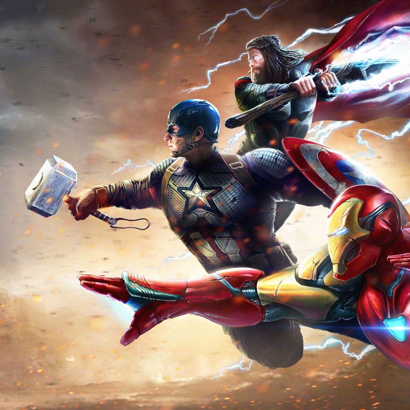Thanos Against Captain America Iron Man and Thor