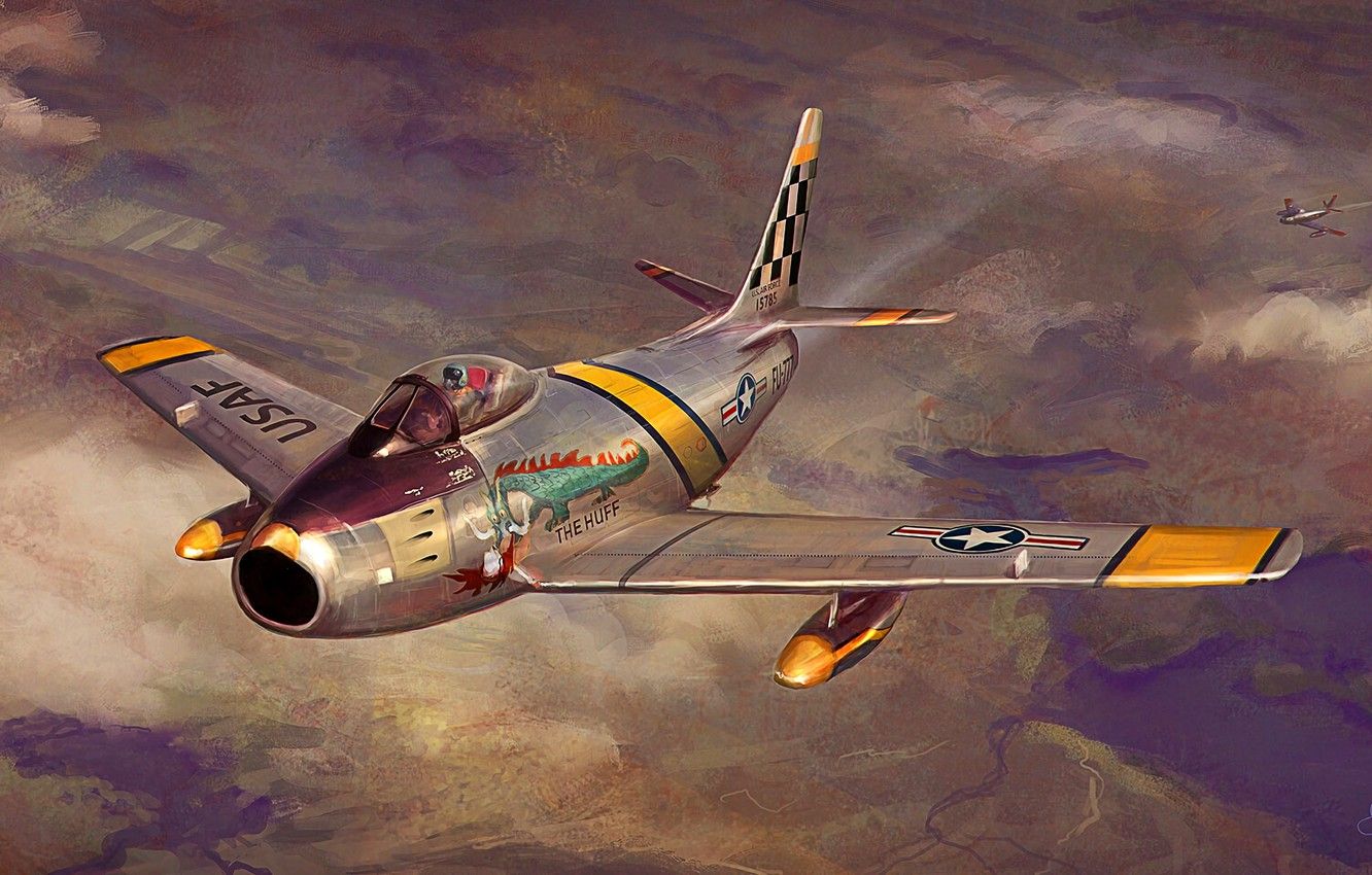 Wallpaper F 86F, F 86 Sabre, External Fuel Tank, ''The Huff