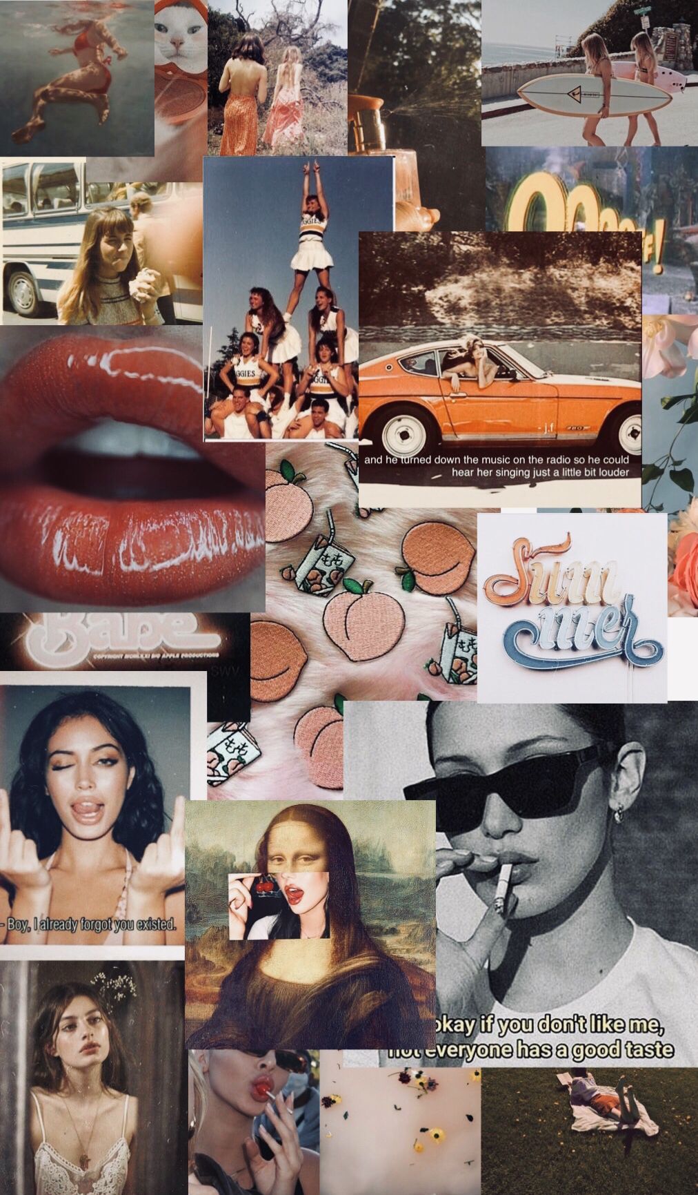 Cute tumblr vintage retro collage. Aesthetic iphone wallpaper