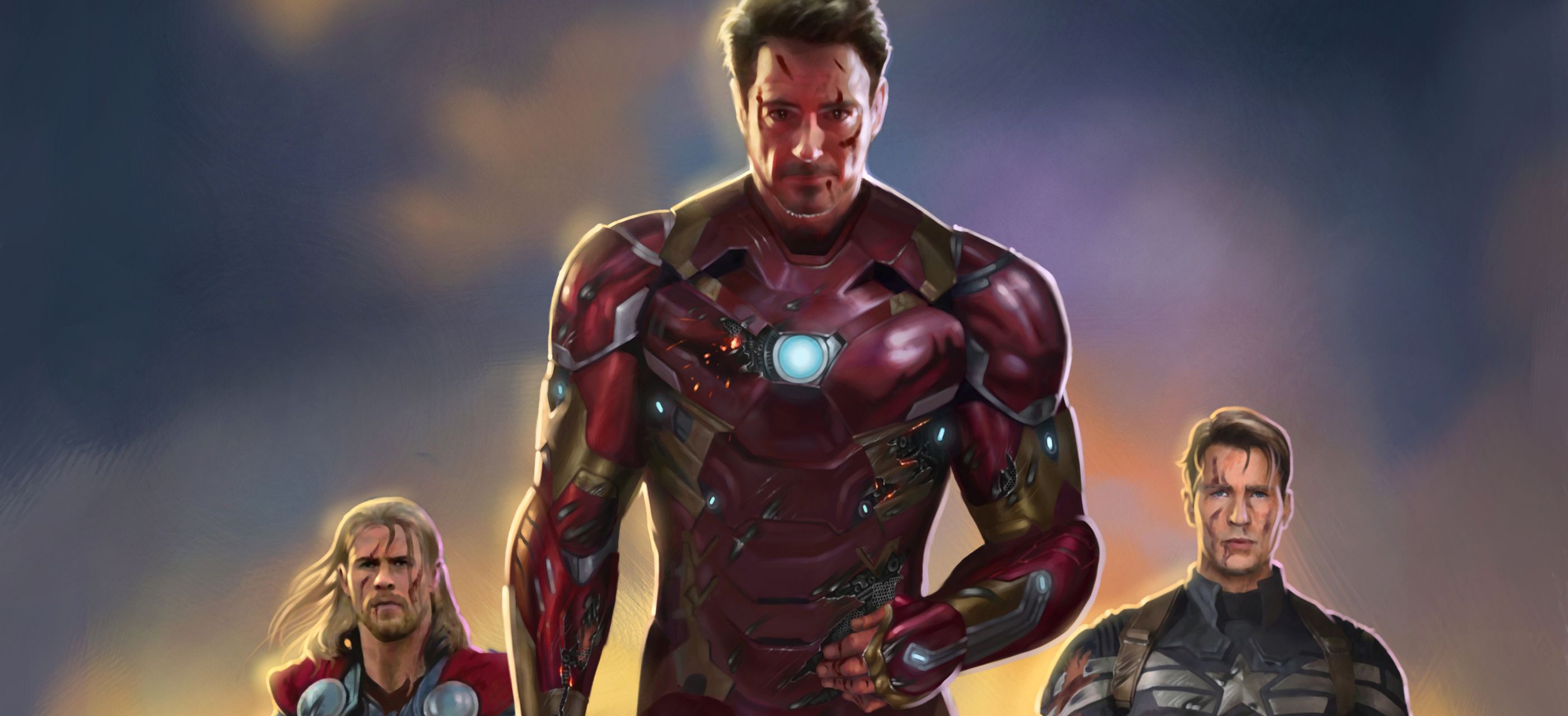 Iron Man Captain America Thor Fan Art 2800x1280