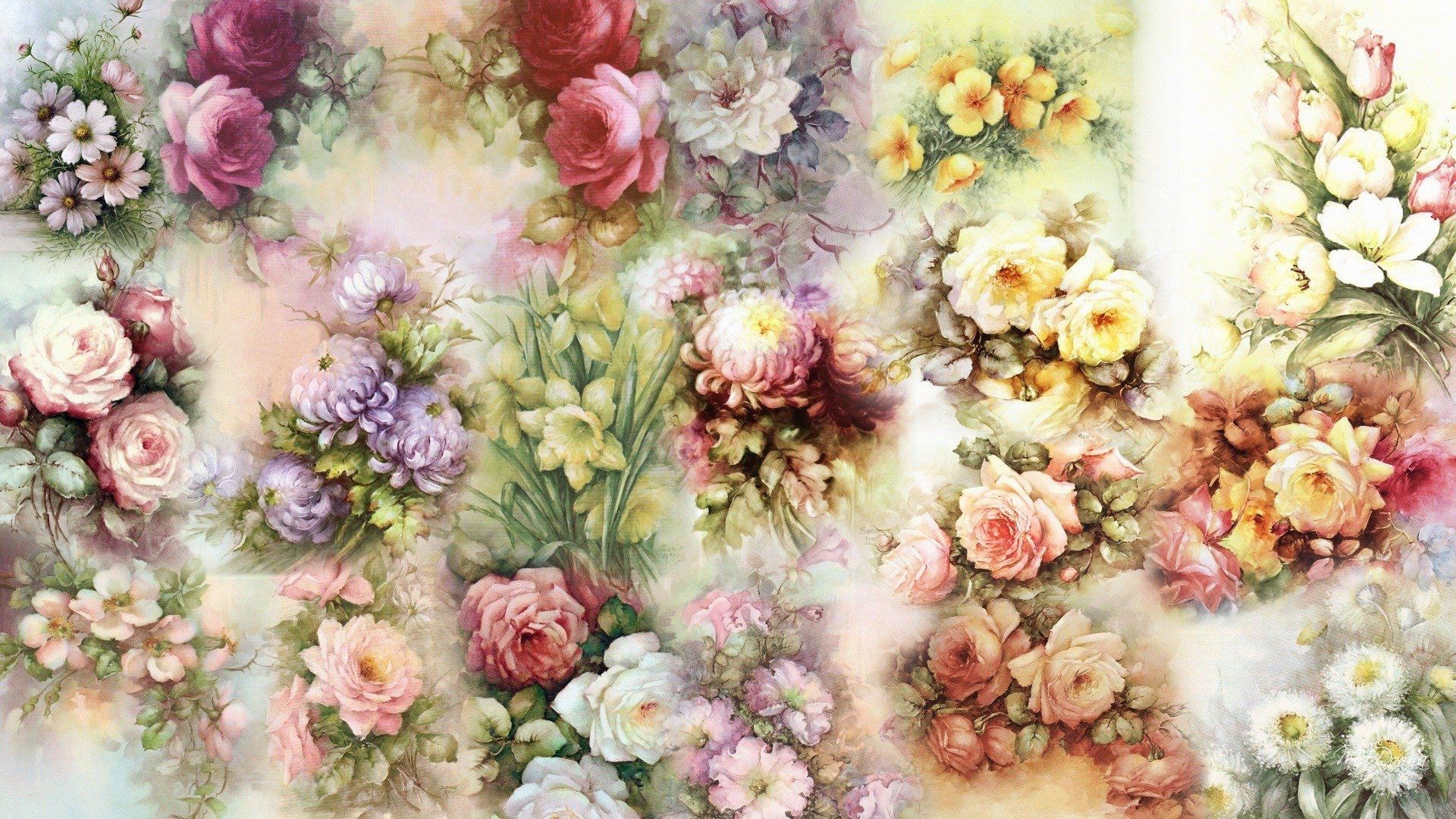 Flower Collage HD Wallpaper