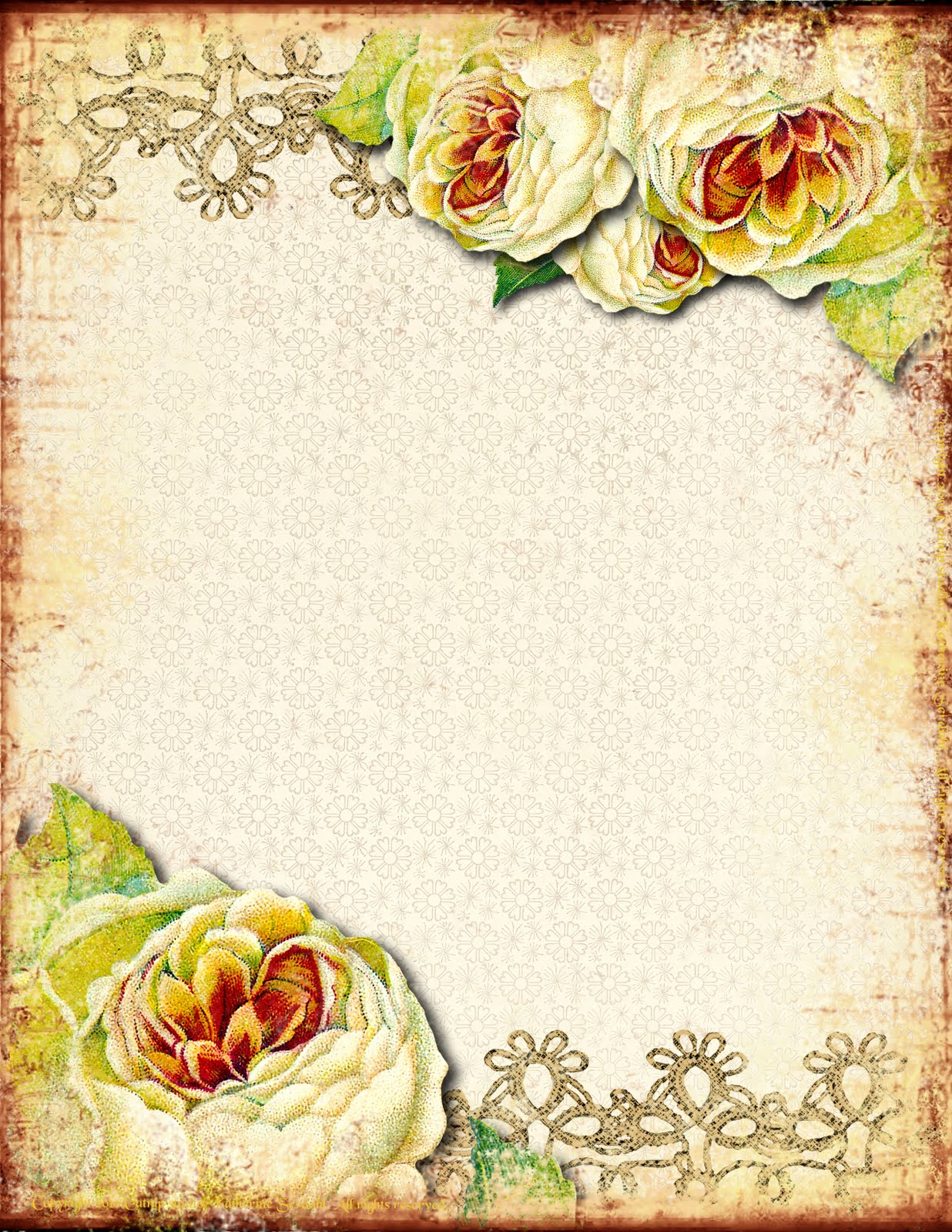 Wind Rose Cream Collage Background For PowerPoint PPT