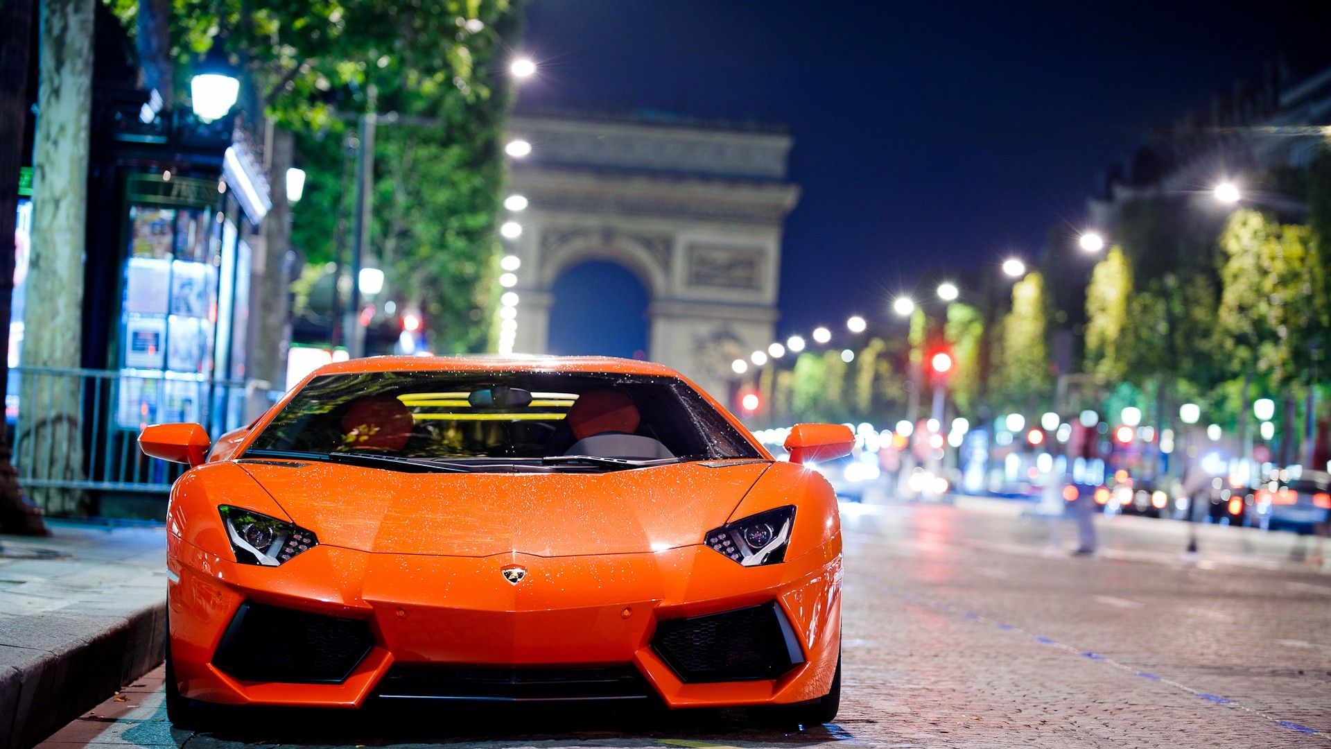 Lamborghini Aventador at Night Wallpaper. HD Car Wallpaper