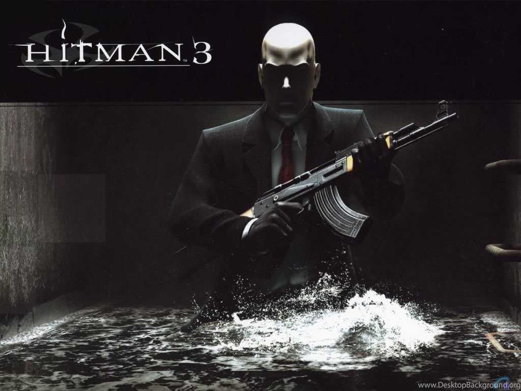 Wallpaper Black, Hitman, Machine Gun, Hitman 3 Game. Desktop Background