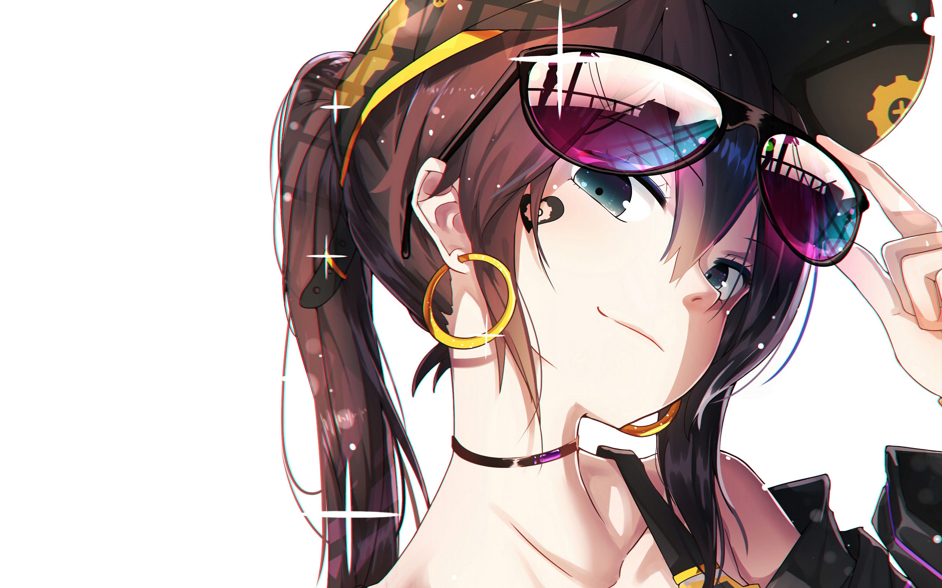 Anime Girl Smile Sunglass 4K 3840x2160 Wallpapers.