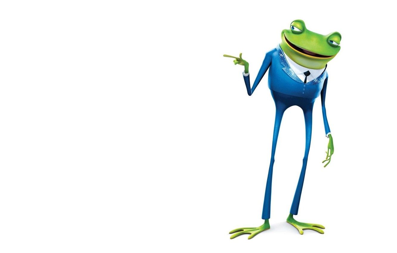 Wallpaper frog, minimalism, tie, white background, gesture, Meet the Robinsons, blue suit image for desktop, section минимализм