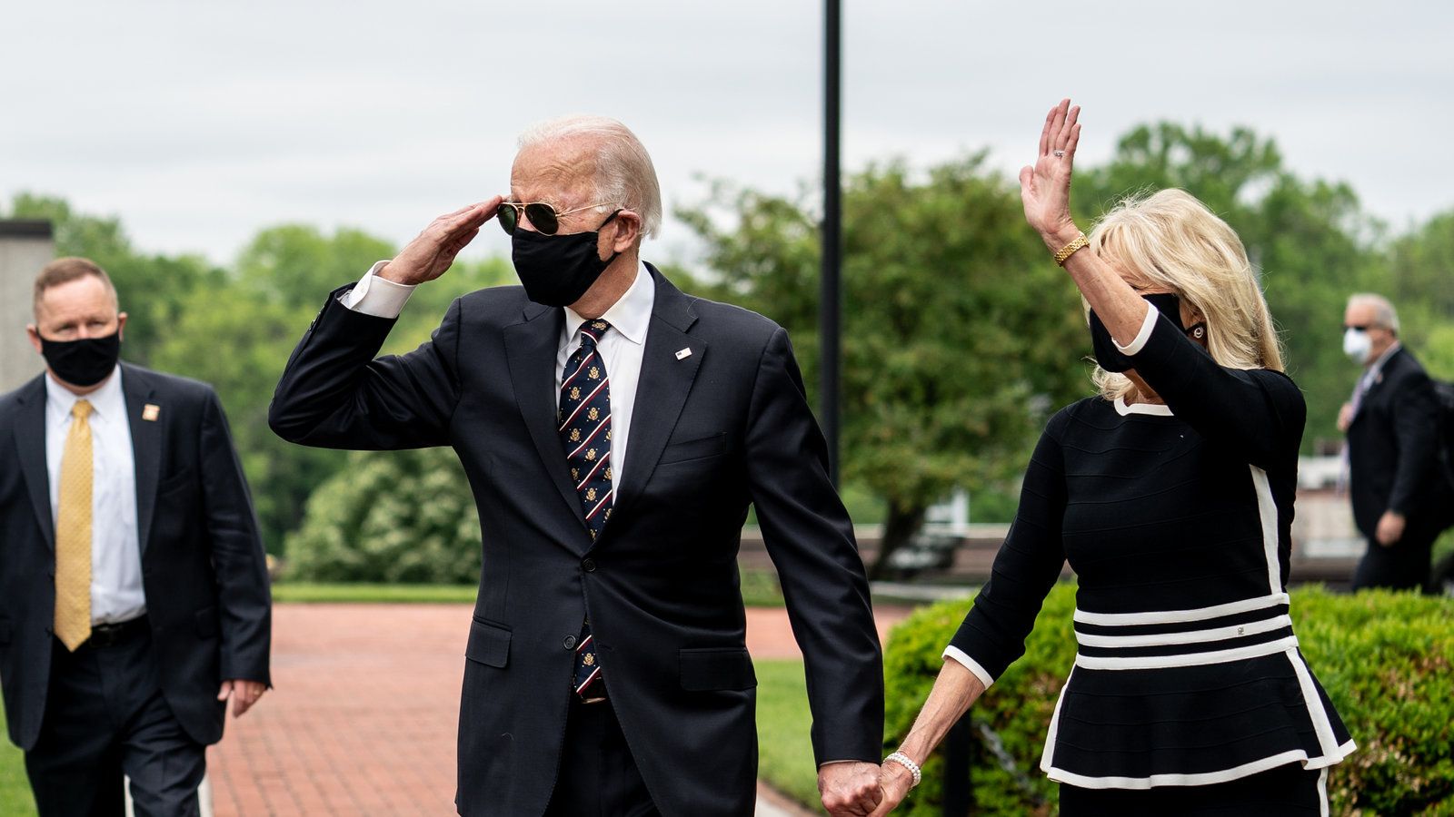 Joe Biden, Wearing Mask, Appears in Public at a Veterans Memorial