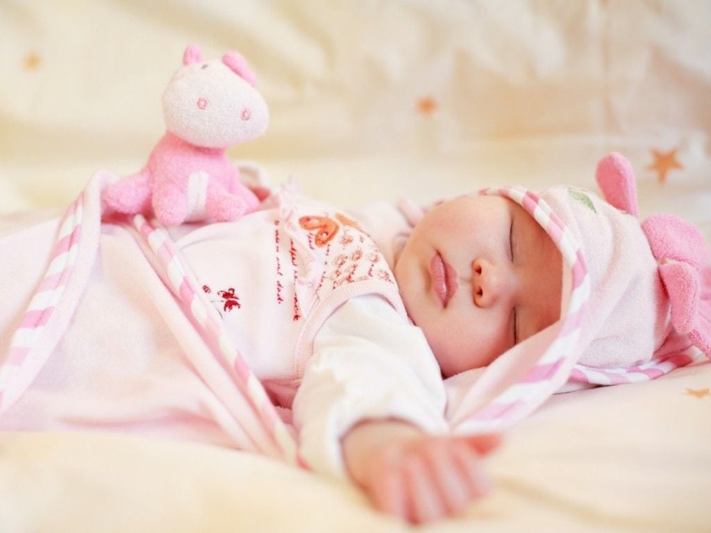 Cute Little Baby Sleep With Small Pink Teddy HD Wallpaper. Cute Little Babies