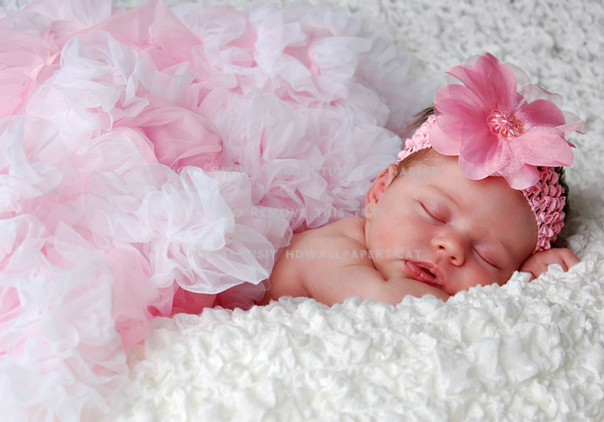 sleeping baby girl pink bow little cute
