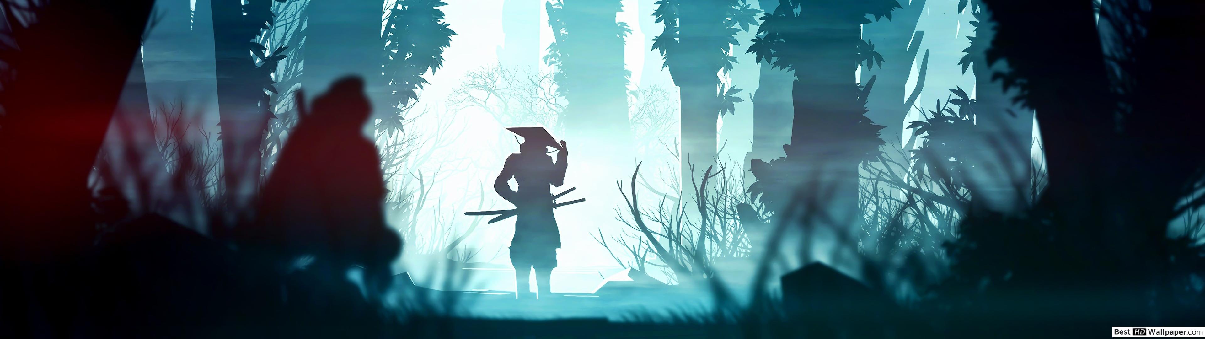 Samurai Silhouette Forest HD wallpaper download