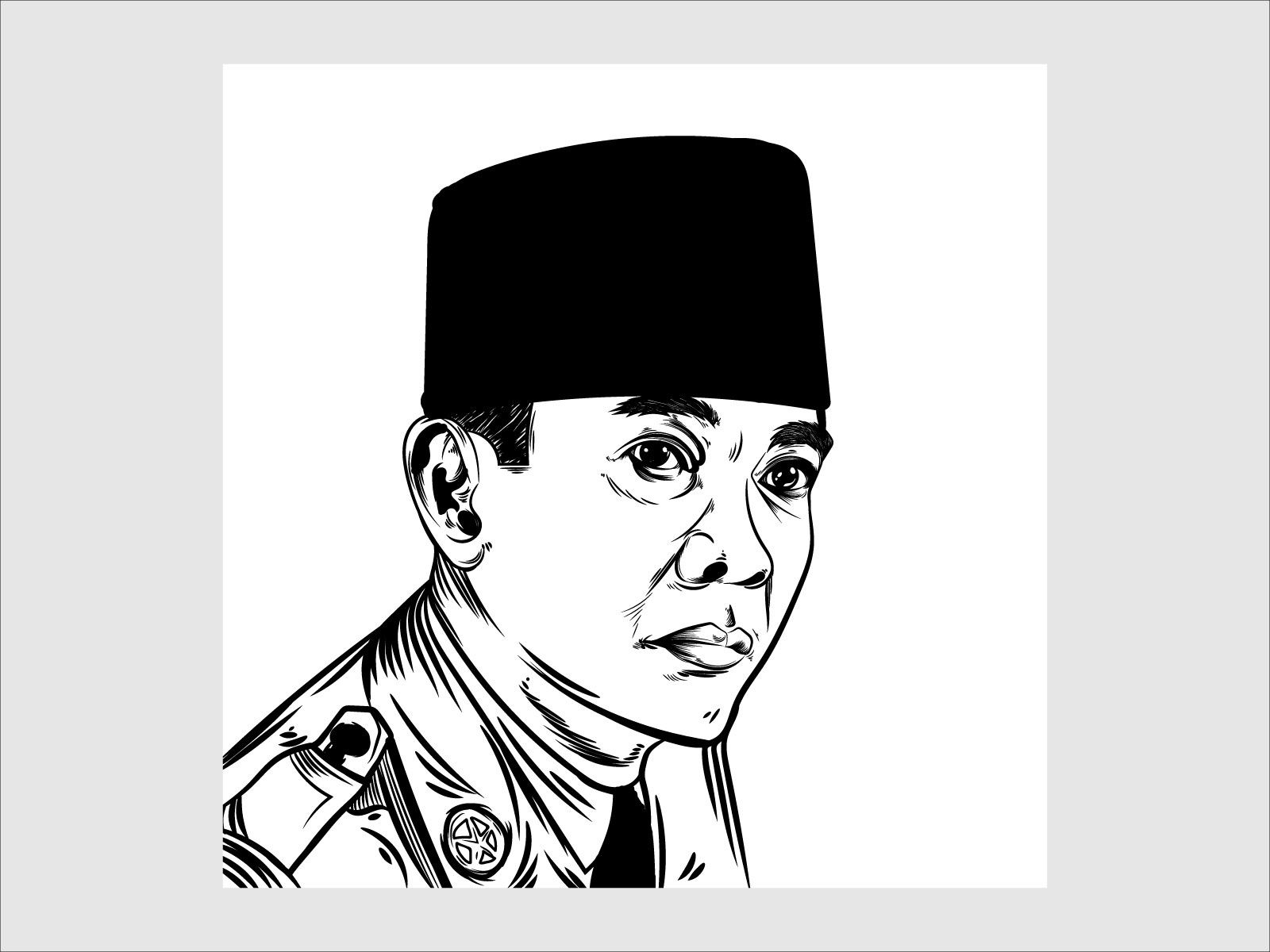 Vector Line Art Soekarno Hatta Indonesian first president