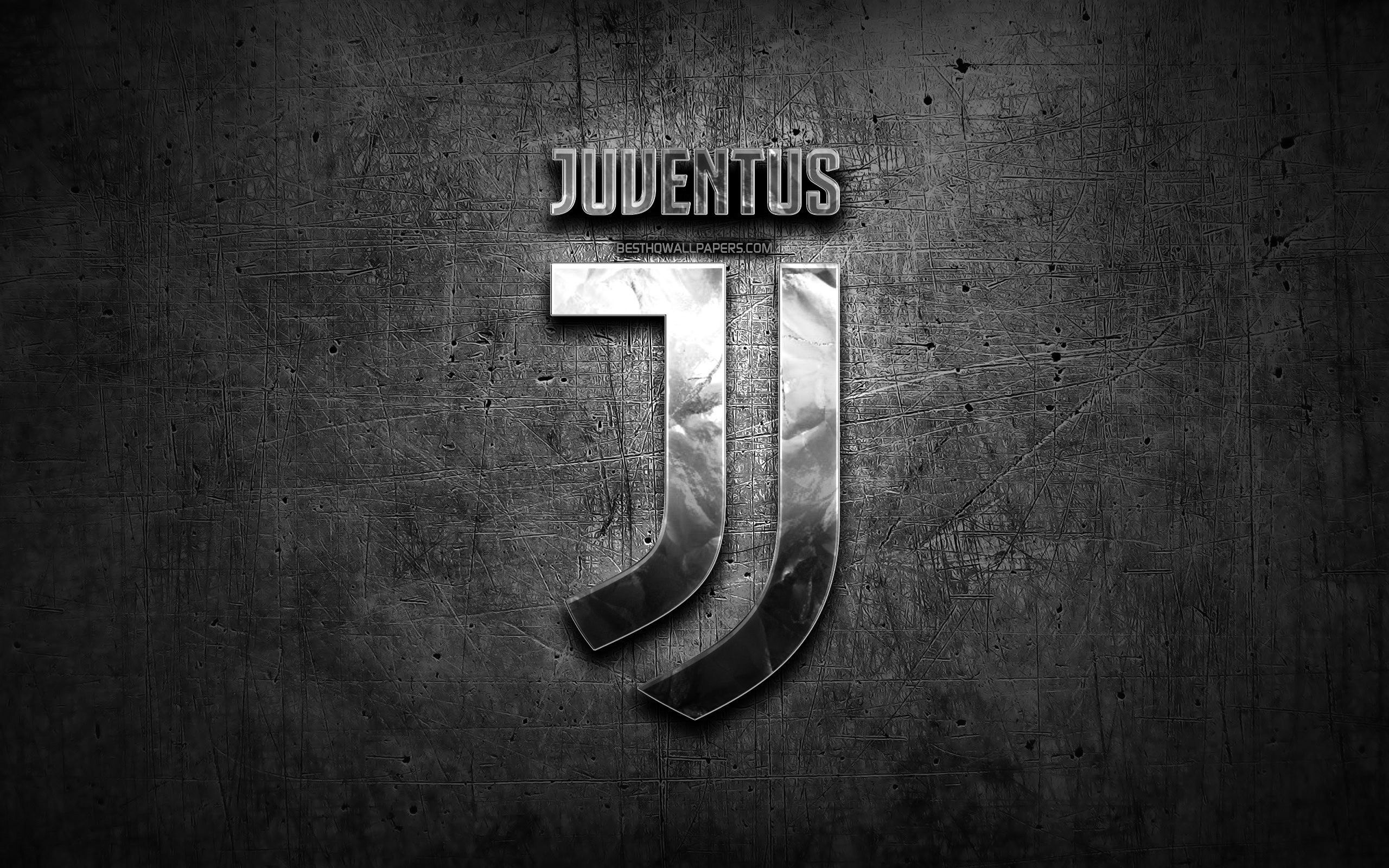 Download wallpaper Juventus FC, silver logo, Serie A, black