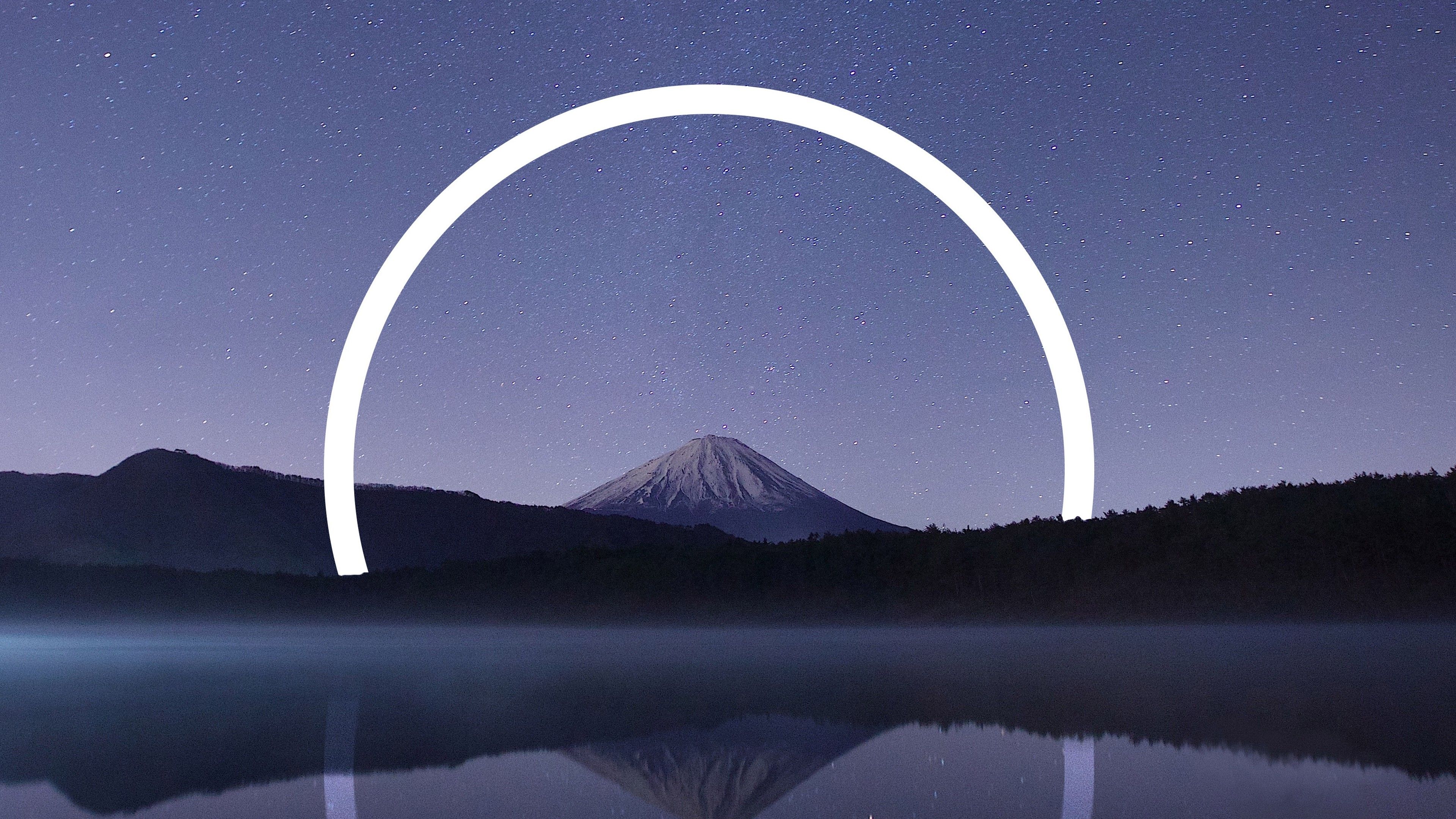 Mount Fuji Geometric Landscape 4K Wallpaper