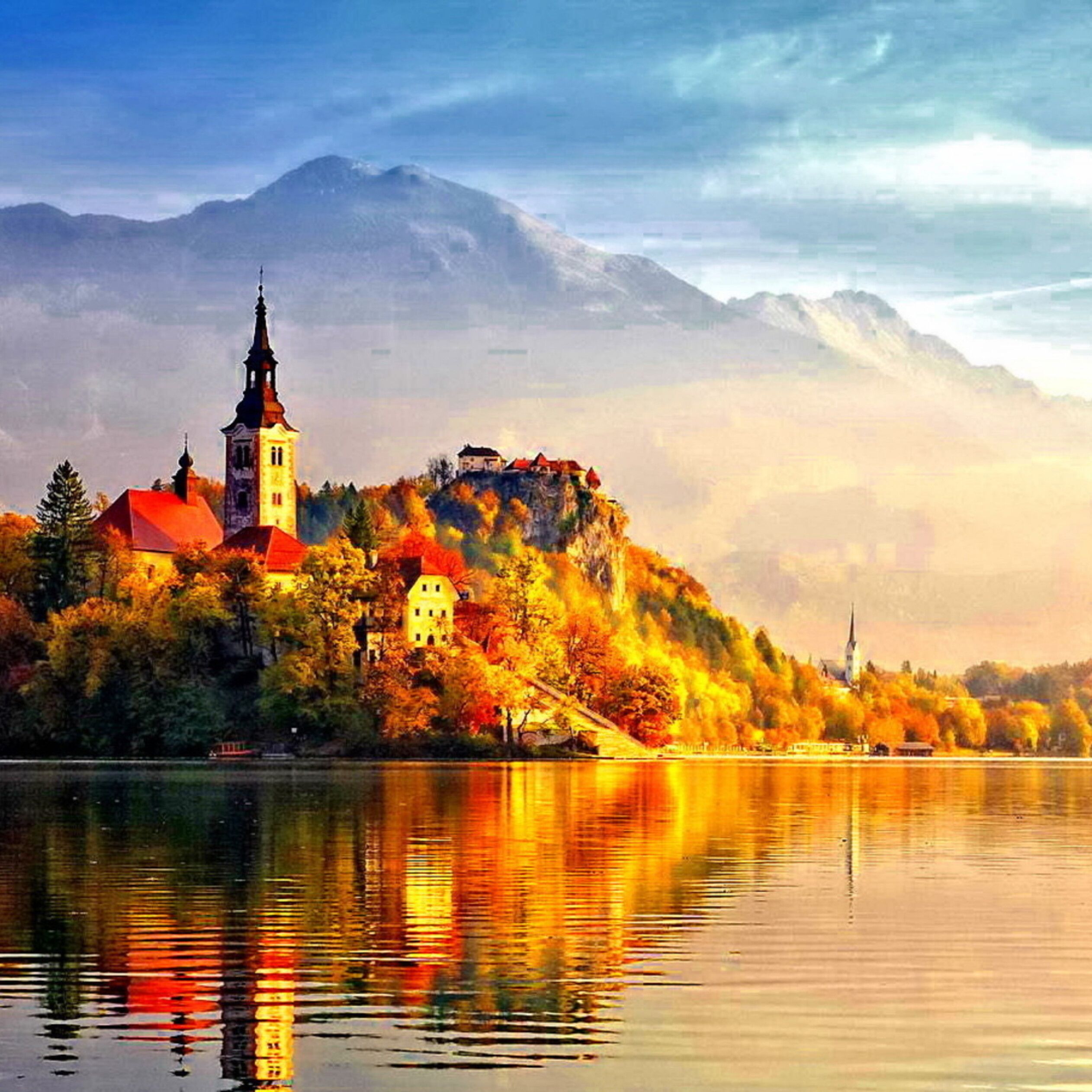 Beautiful castle in the light of Autumn sun