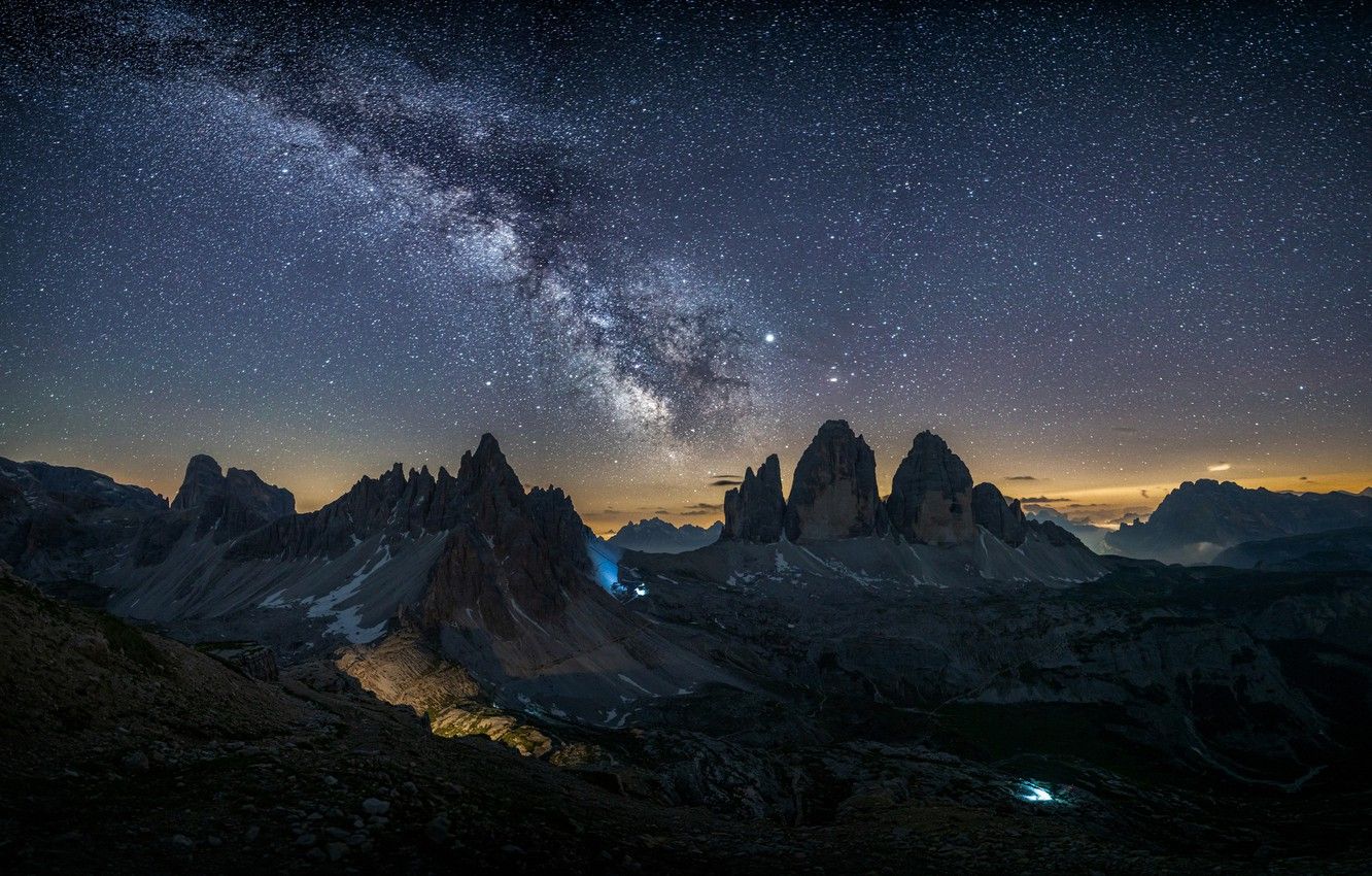 Wallpaper stars, mountains, Italy, The Milky Way, Italy, mountains, stars, Milky Way, Dolomites, The Dolomites, Ďurdina Michal image for desktop, section природа