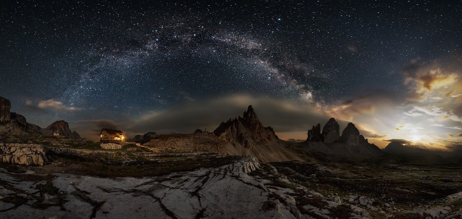 #panoramas, #landscape, #nature, #cabin, #Milky Way, #Italy, #photography, #building, #Dolomites (mountains), #long exposure, #starry night, #galaxy, #summer