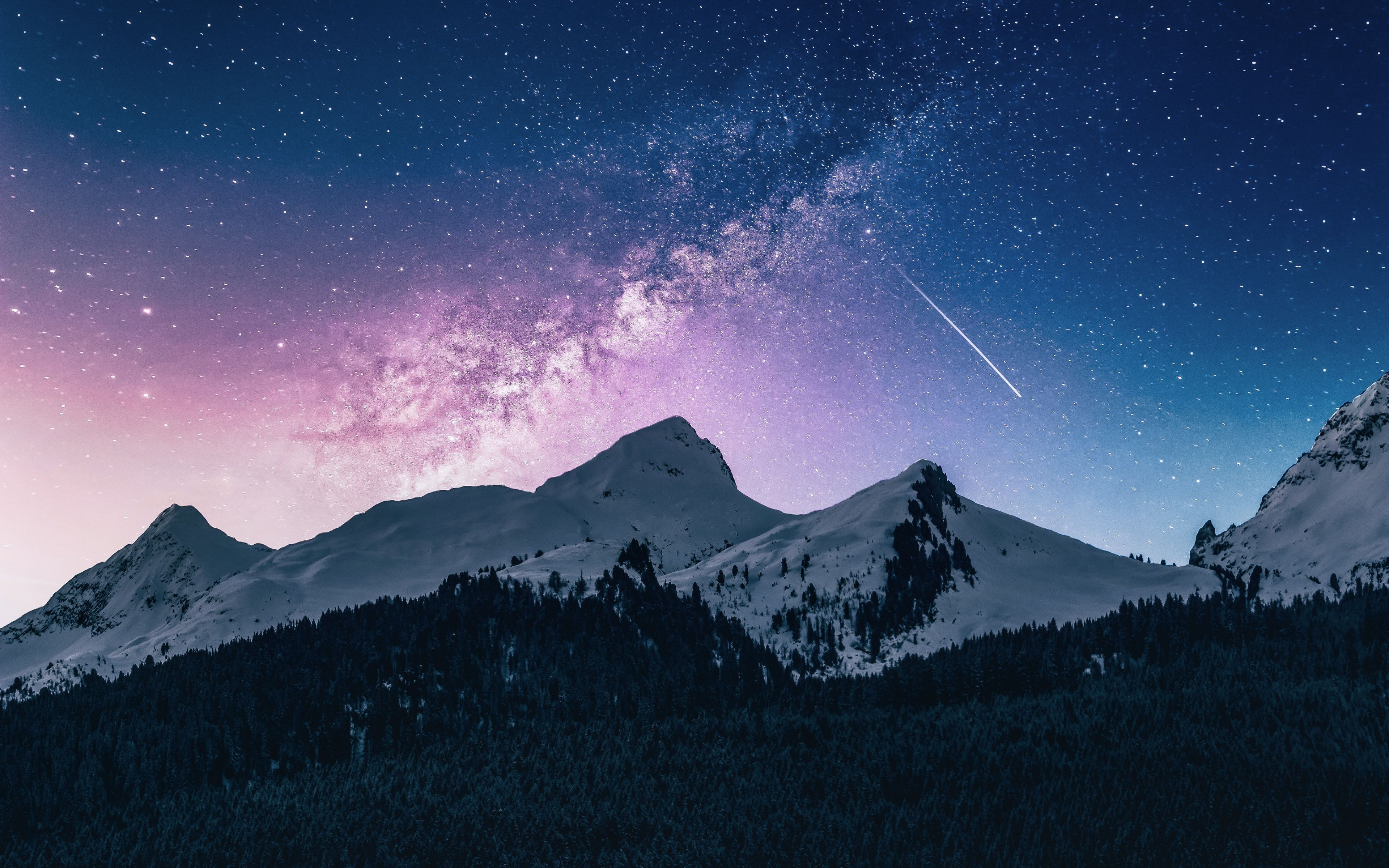 Download Mountains range, colorful sky, night, milky way wallpaper, 3840x 4K Ultra HD 16: Widescreen