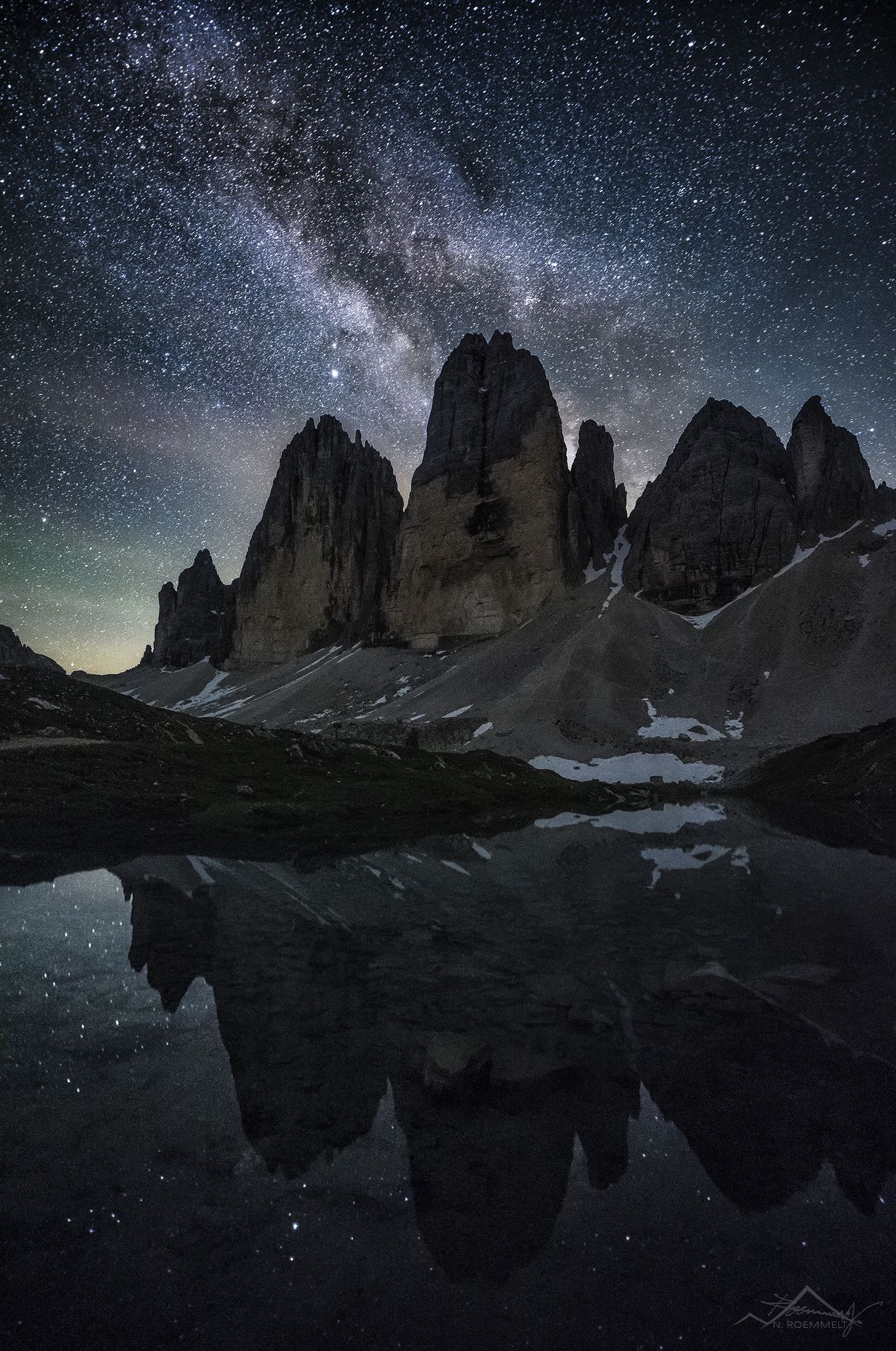 Stars over Dolomites by Nicholas Roemmelt on 500px. #Dolomites #Italy # MilkyWay #lake #mountains #night #peaks. Dolomites, Milky way photography, Night landscape