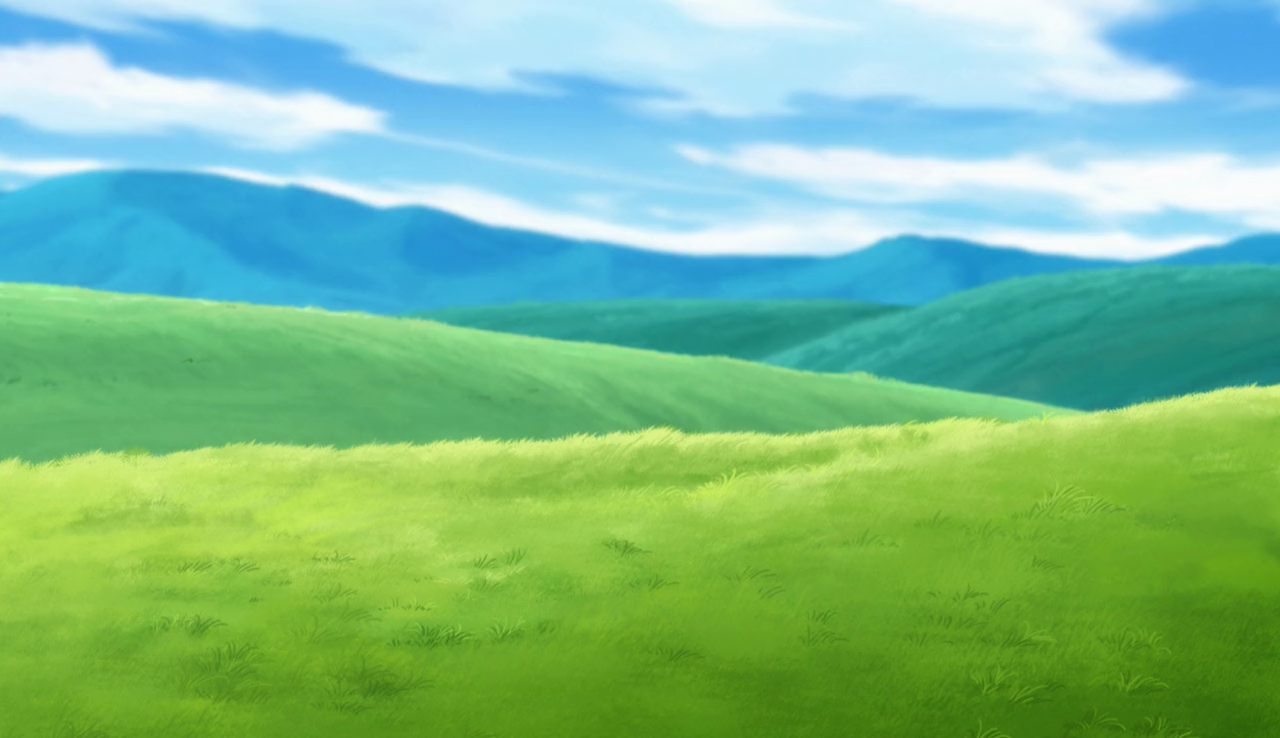 KREA - illustration of a wide shot green hills with clouds in the  background, | | anime key visual, official media, illustrated by wlop,  extremely detailed, 8 k, trending on pixiv, cinematic lighting, beautiful