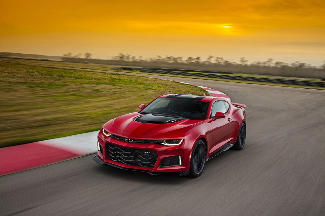 Photos Chevrolet Camaro ZL1 Red driving automobile