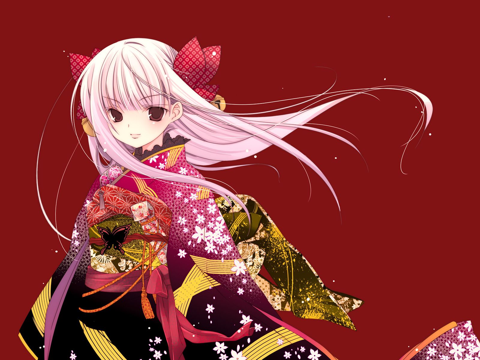 japanese clothes kimono long hair pink hair princess of vampire