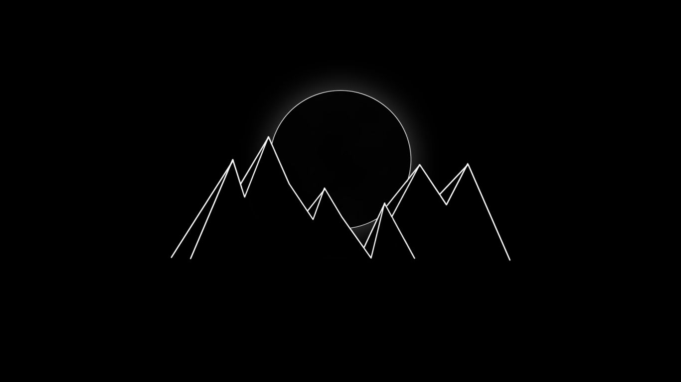 Download 1366x768 wallpaper minimal, dark, mountains, tablet, laptop, 1366x768 HD image, background, 24005