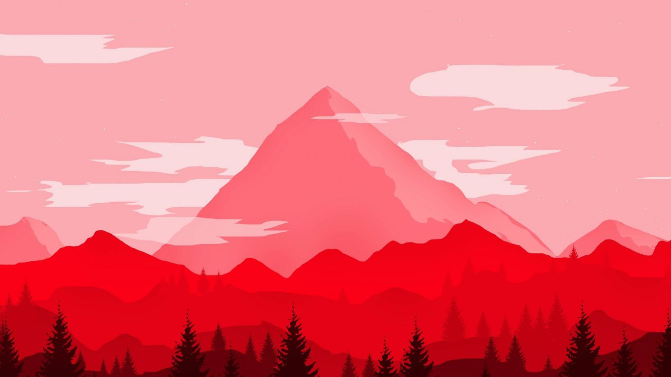 Download Red mountains, digital art, minimalist wallpaper, 1366x Tablet, laptop