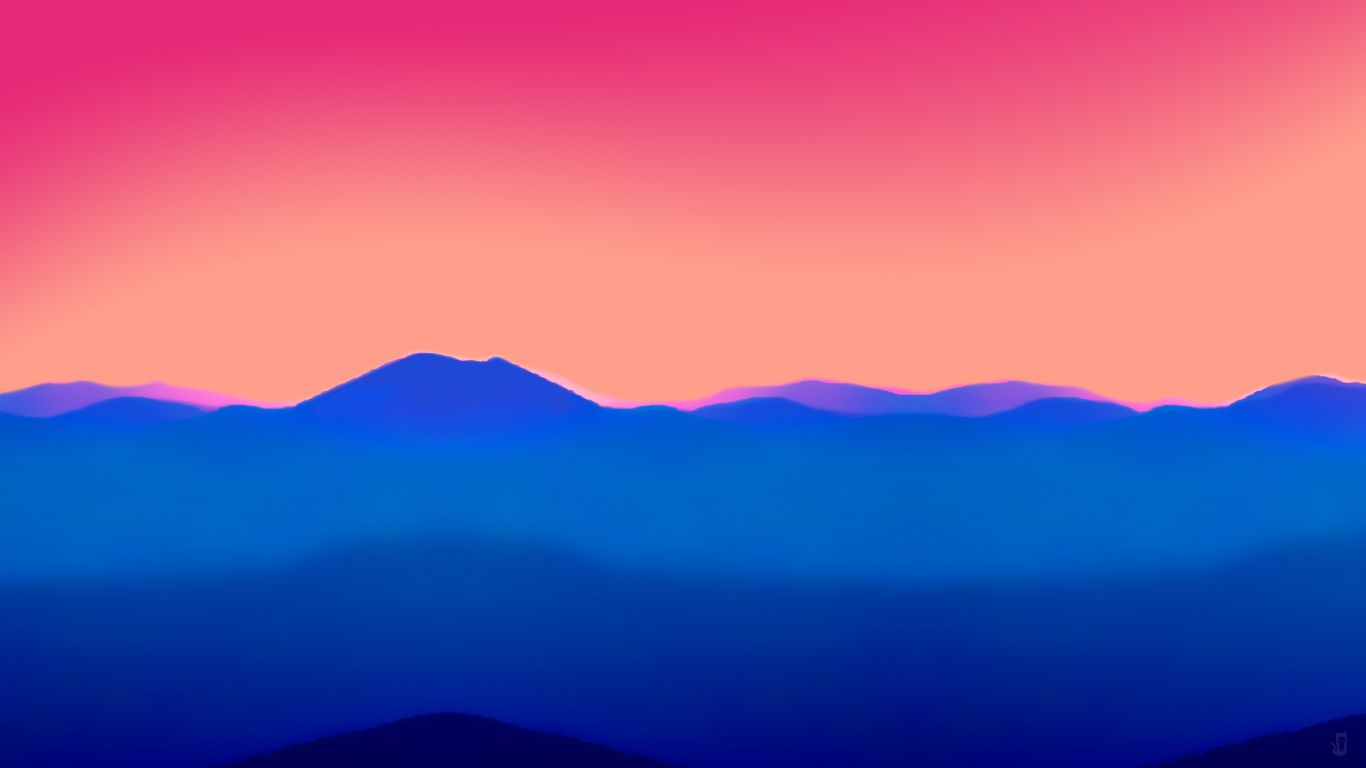 1) [1366x768] Colorful Mountains Night Minimal. : wallpaper  4k wallpapers  for pc, Minimalist wallpaper, Landscape wallpaper