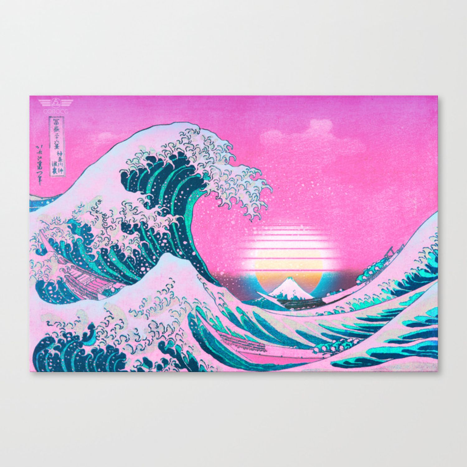 Vaporwave Aesthetic Great Wave Off Kanagawa Sunset Canvas Print