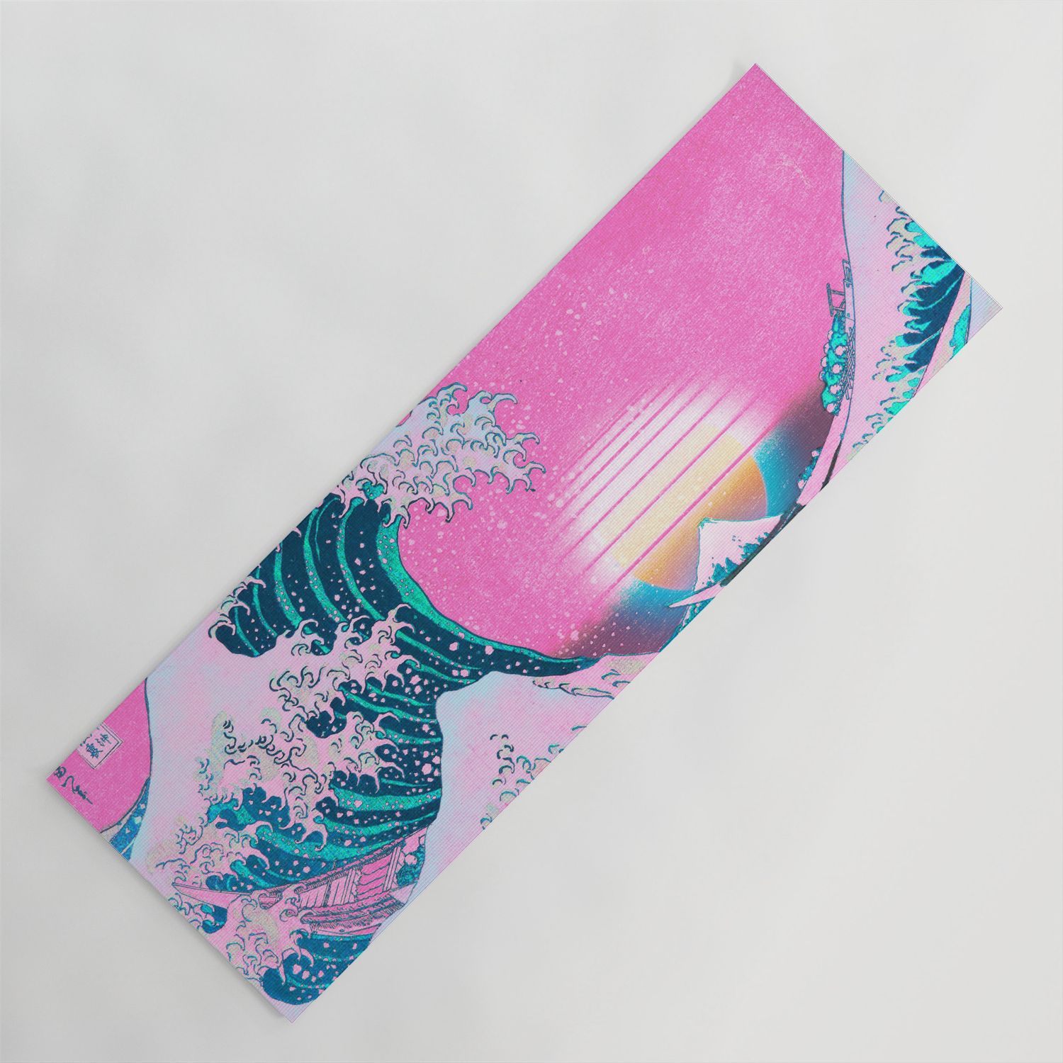 Vaporwave Aesthetic Great Wave Off Kanagawa Sunset Yoga Mat
