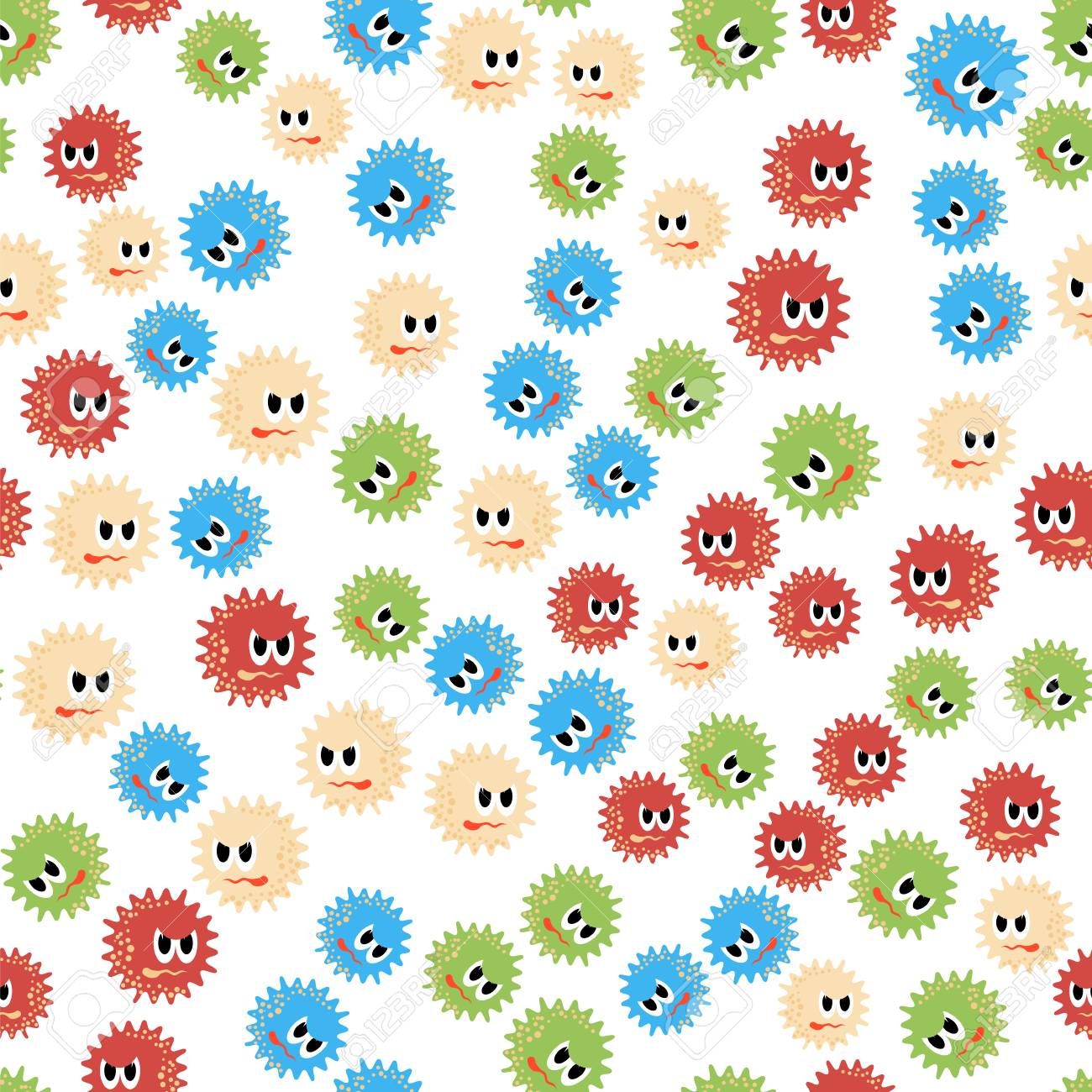 Free download Colored Cartoon Microbes Seamless Pattern On White