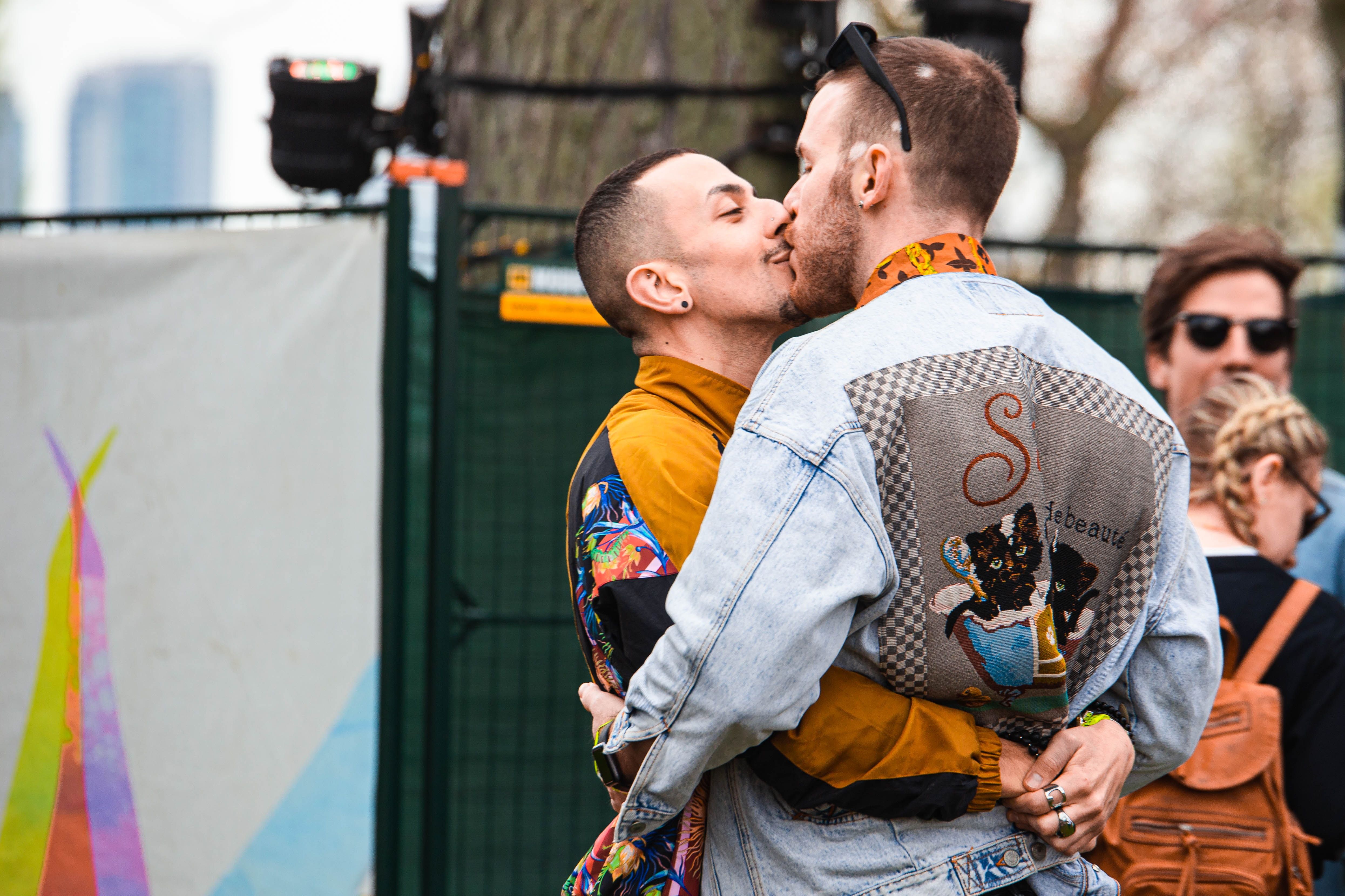 beautiful gay men kissing