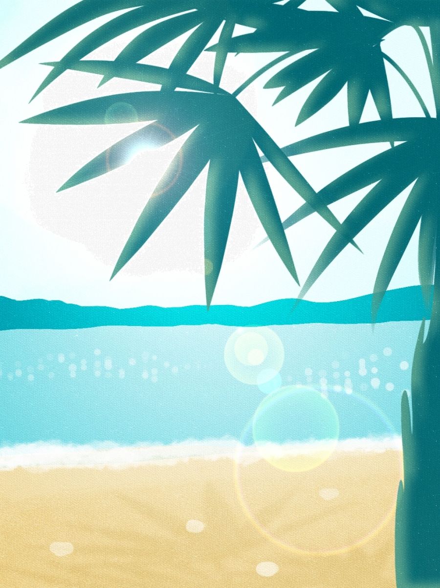 Tropical Hawaiian Coconut Tree Landscape Background Vector