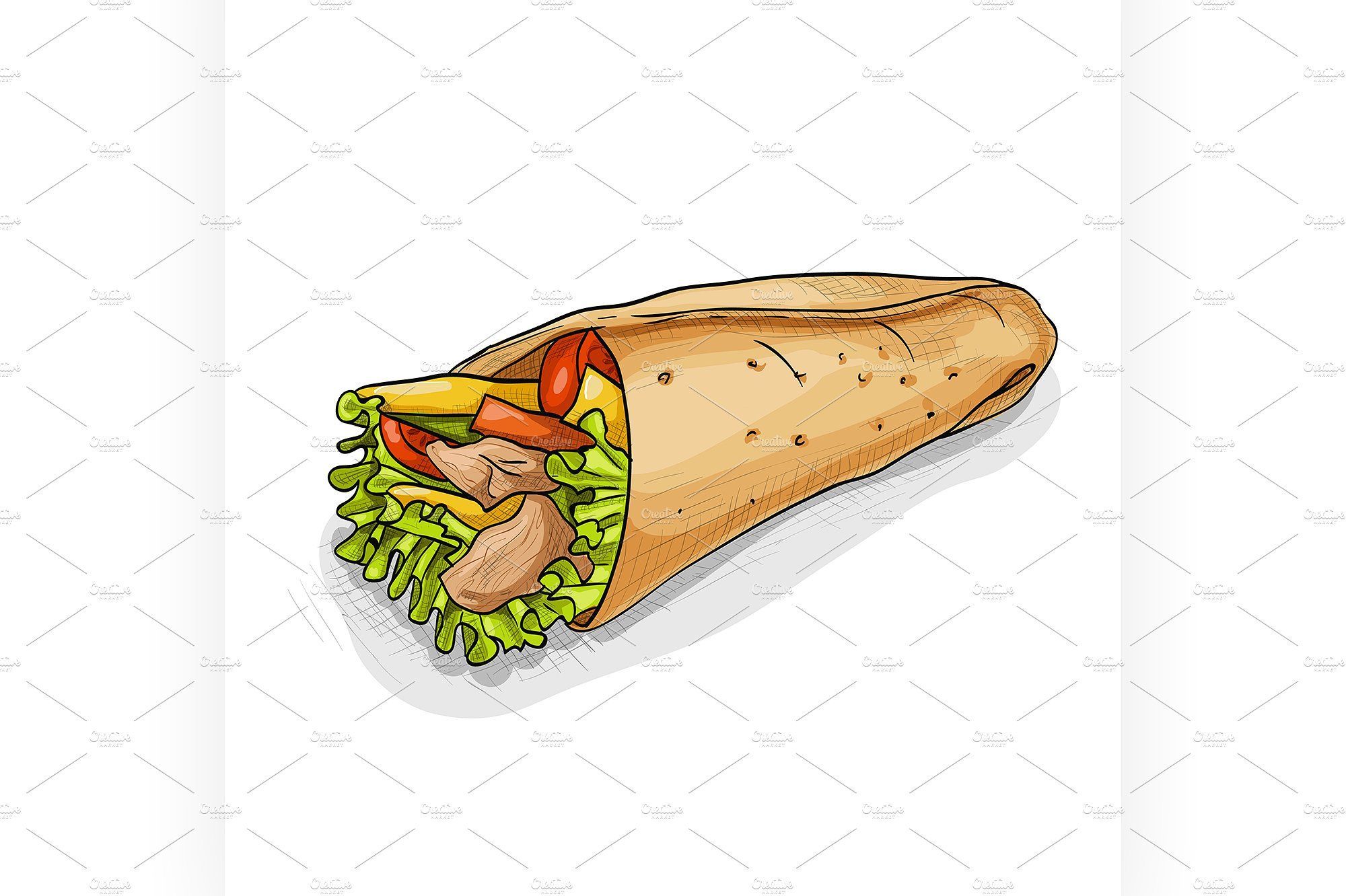 Burrito color picture sticker. Burritos, Colorful picture