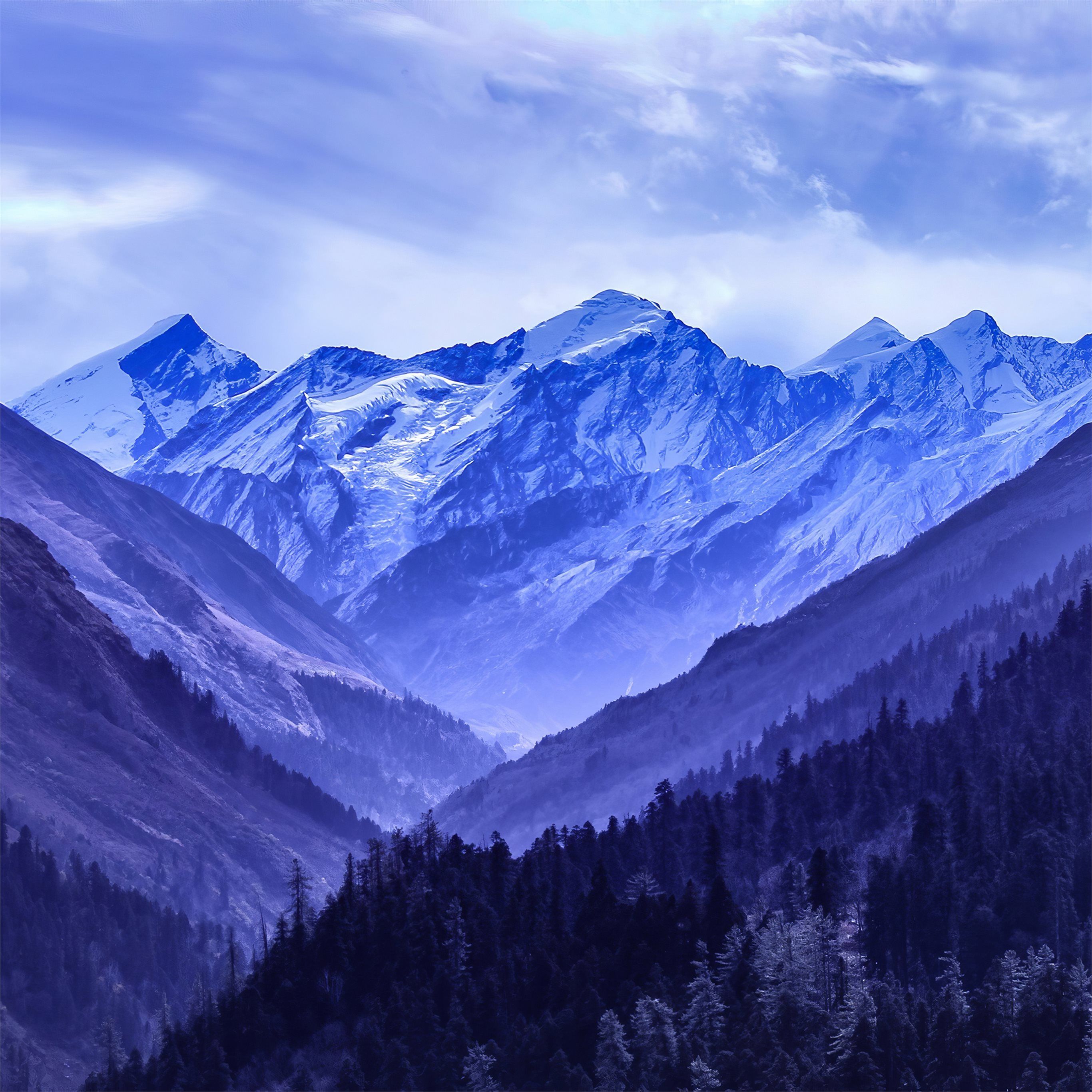 snowy blue mountains 4k iPad Pro Wallpaper Free Download