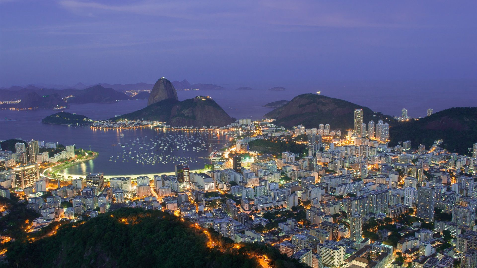 Wallpaper Travel to Brazil, Rio de Janeiro, city evening, lights