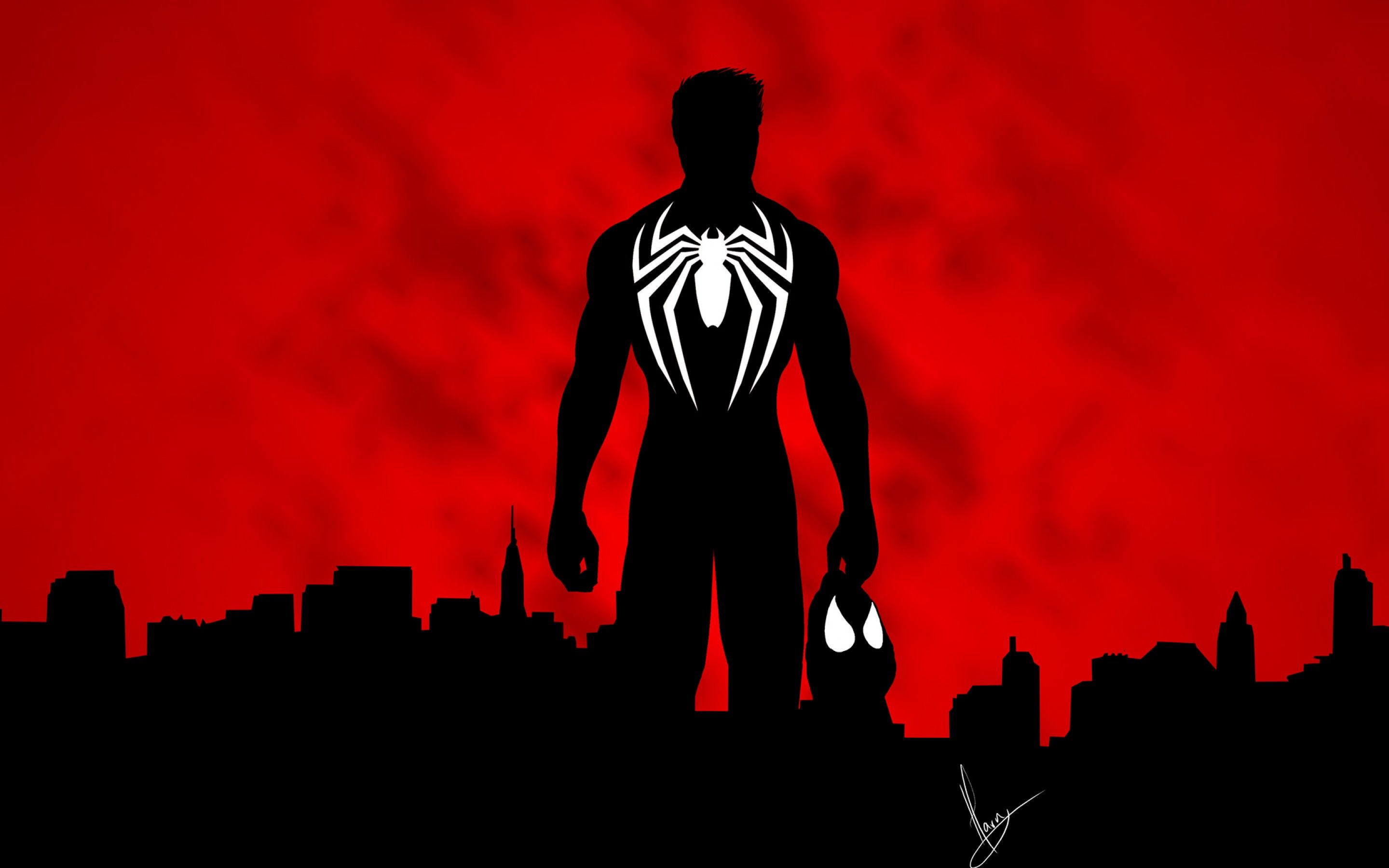 Wallpaper Spider Man, Spidey, Silhouette, Minimal, Creative