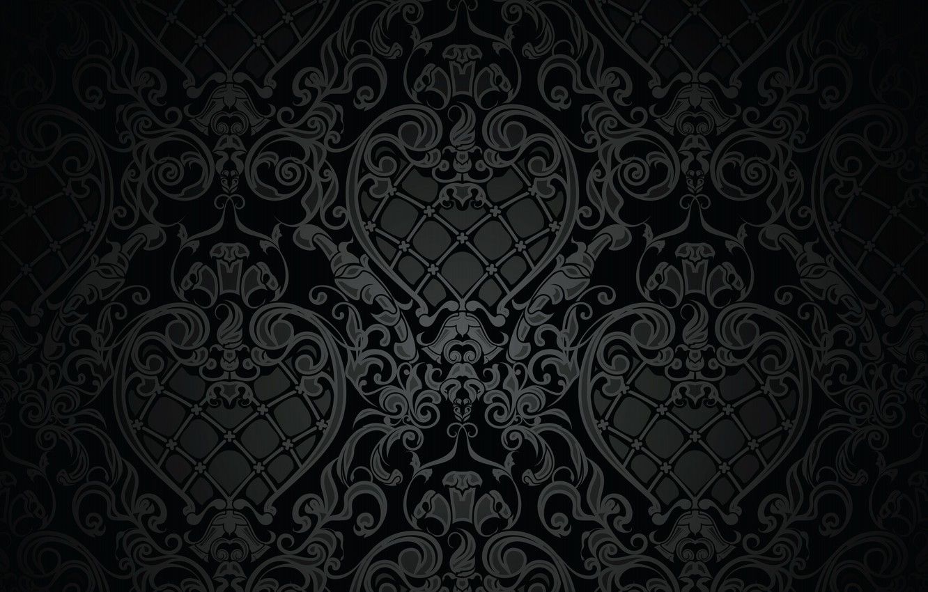 Wallpaper retro, pattern, vector, dark, black, ornament, vintage