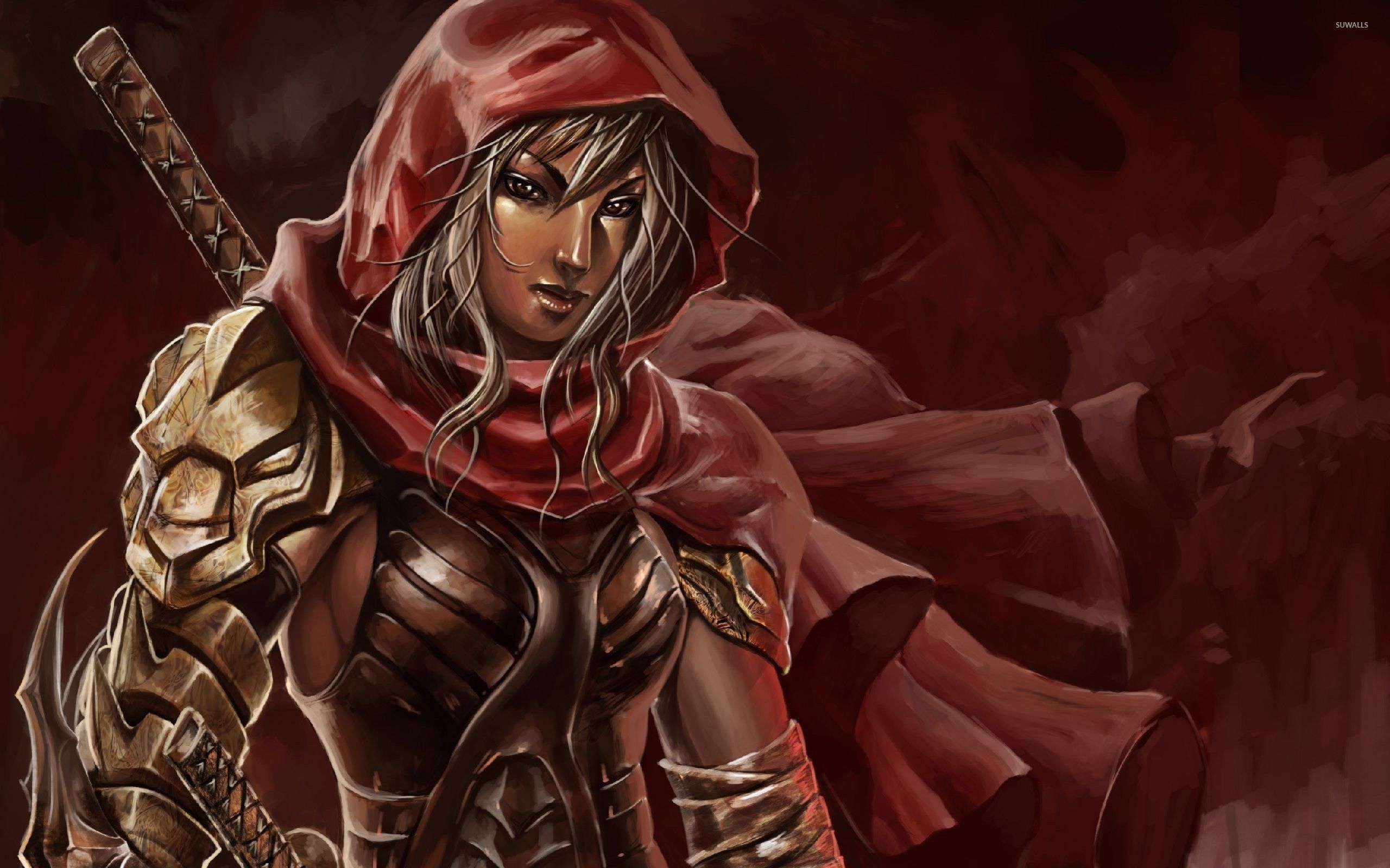 Warrior with a red hood wallpaper wallpaper