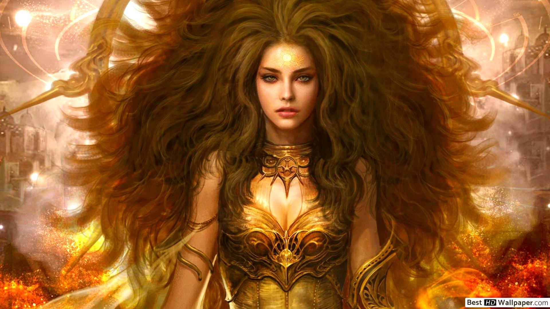 Fantasy Queen in golden Armor HD wallpaper download